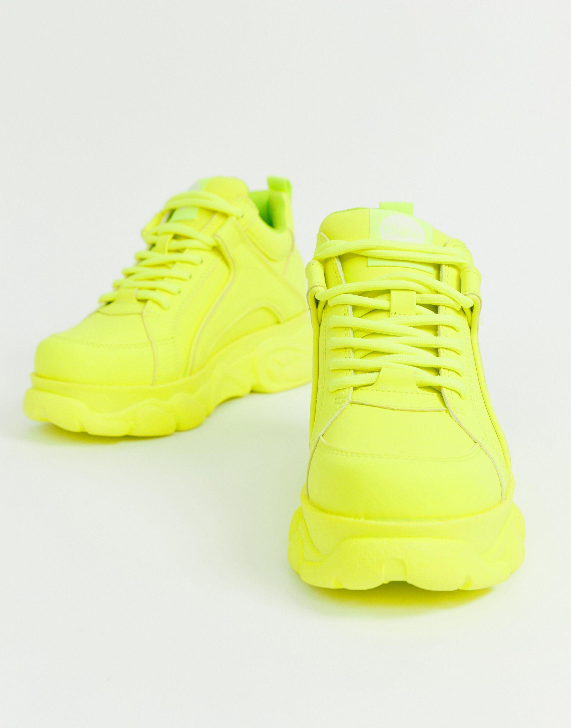 Buffalo Leather Corin Neon Lowtop Platform Trainer in Yellow - Lyst