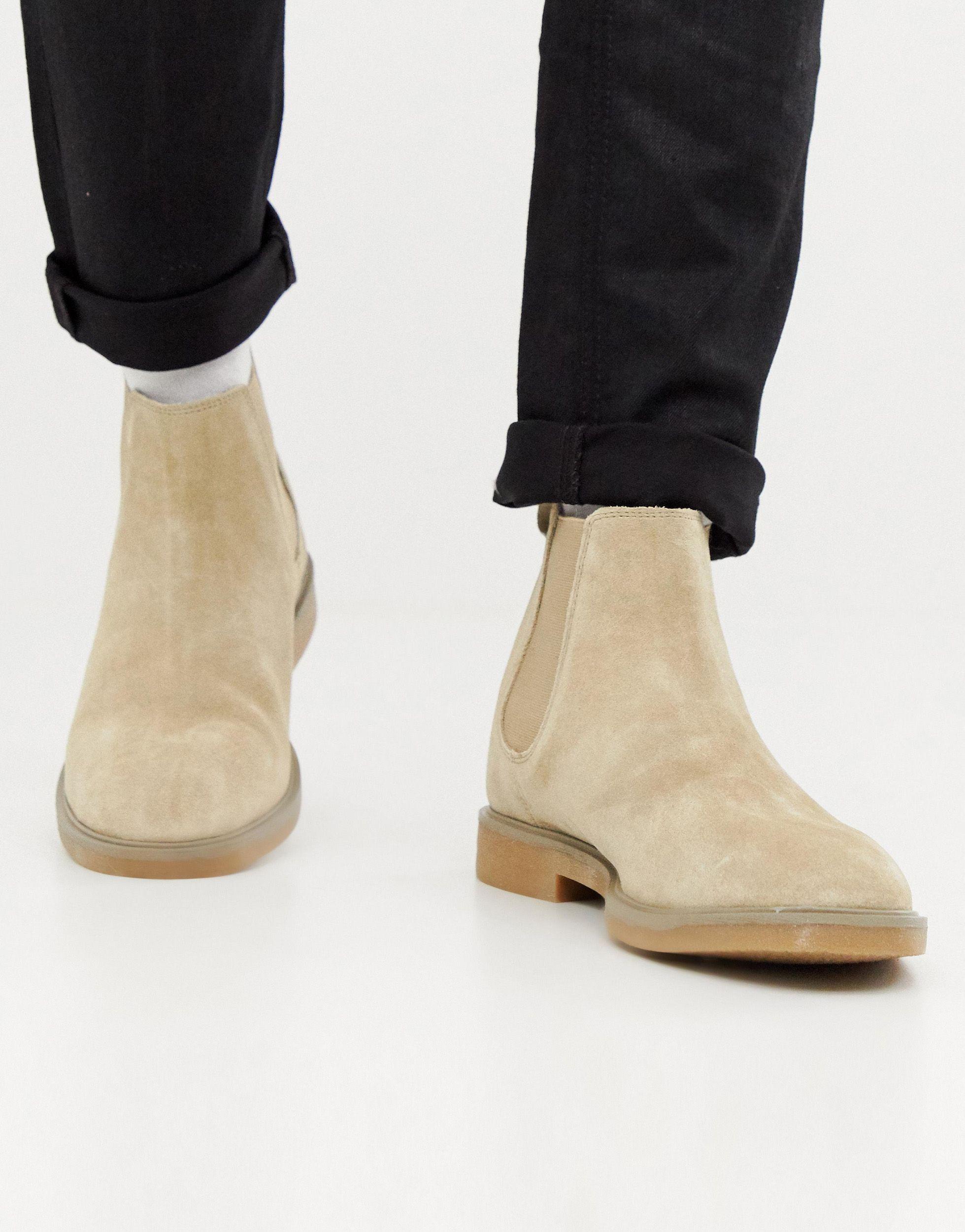 Pull&Bear Suede Chelsea Boots in Natural Men | Lyst