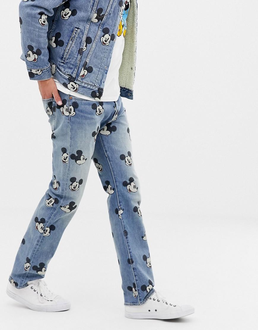Levi's Denim Jeans Met Mickey Mouse Print In Lichte Wassing in het Blauw  voor heren | Lyst NL