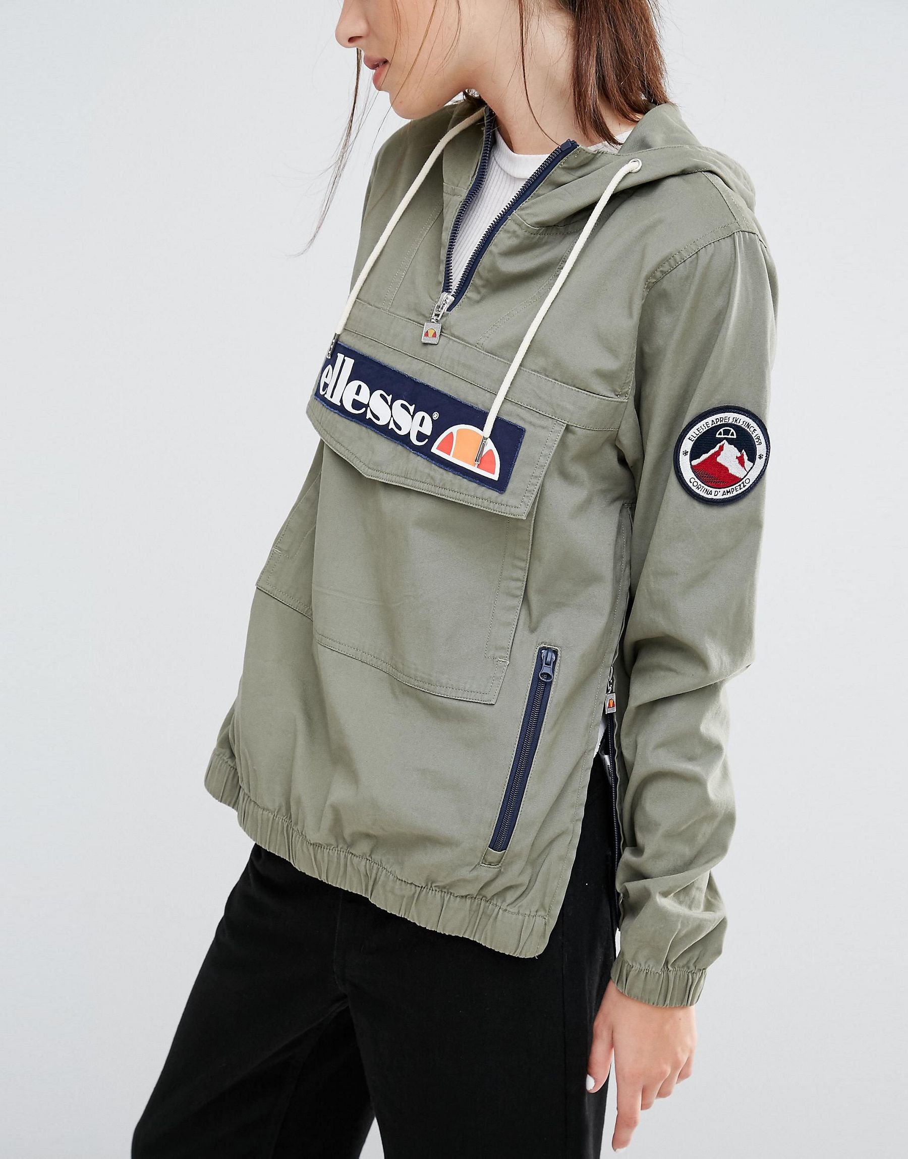 Pullover Hooded Jacket With Half Zip And Logo On Front