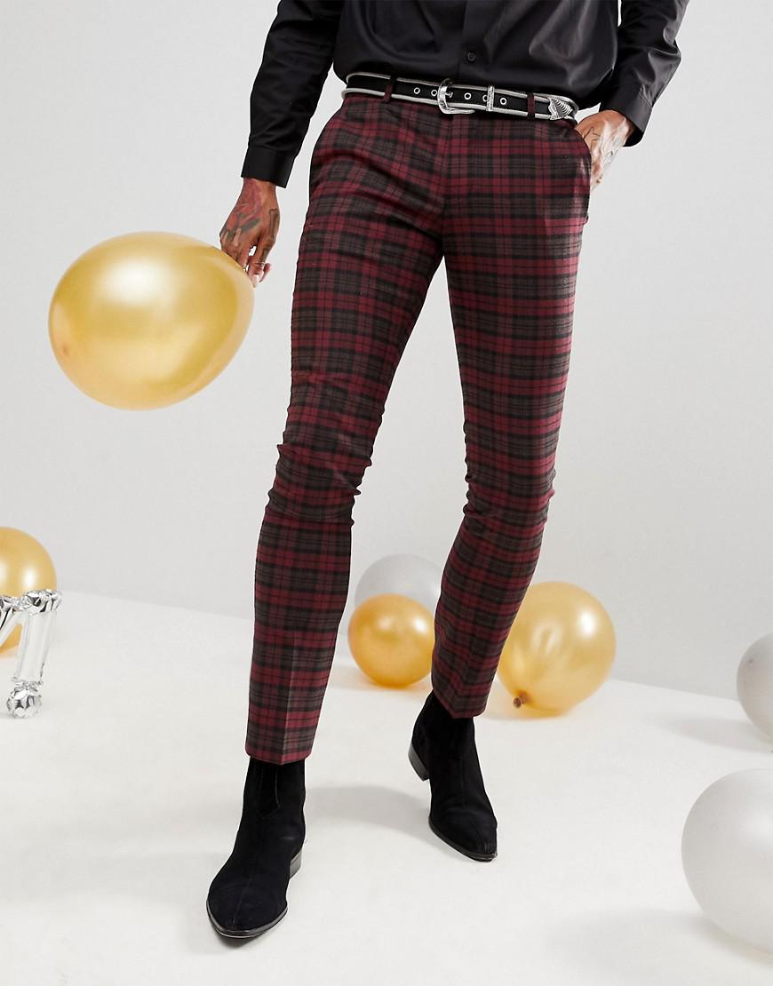 red and black tartan trousers men's