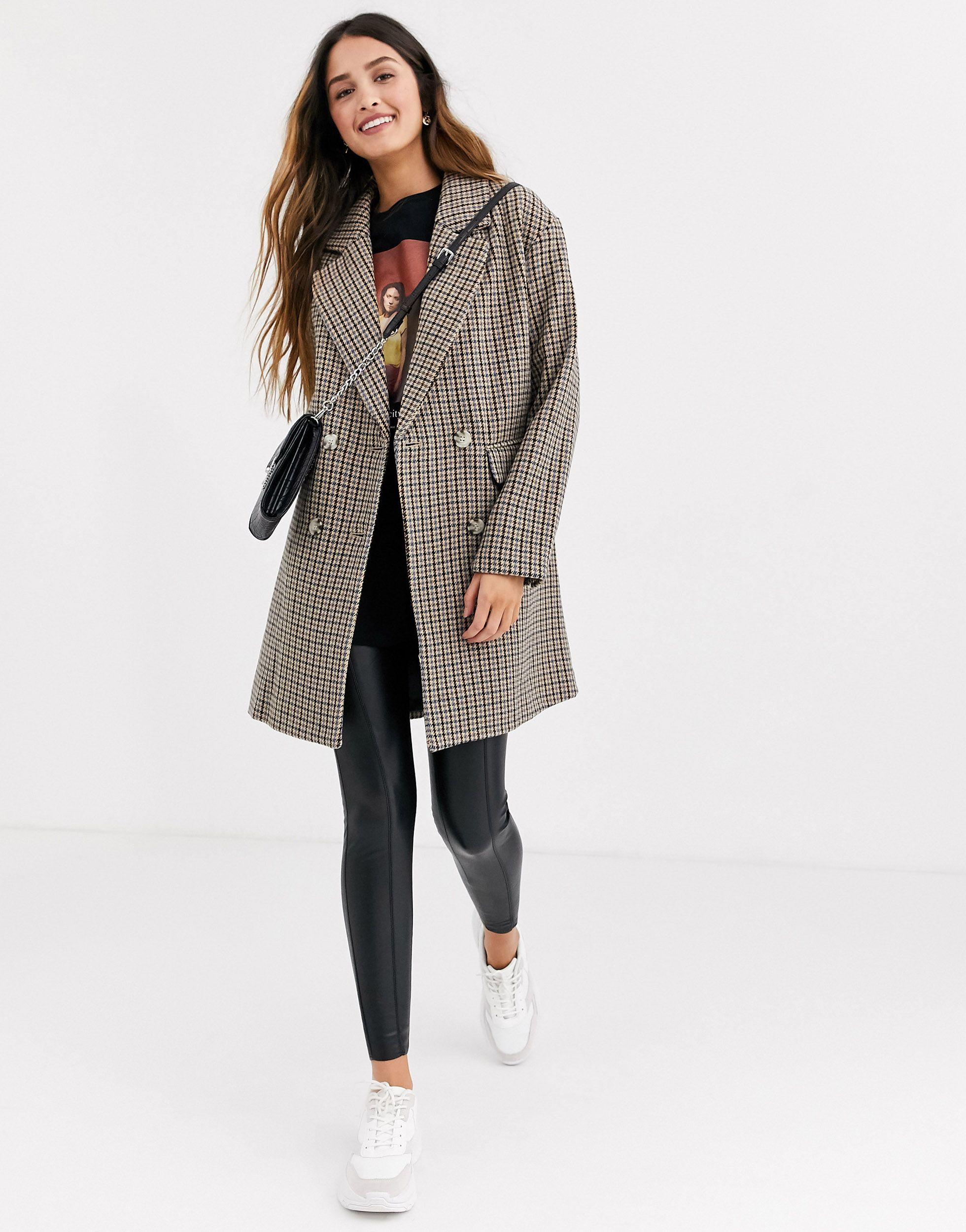 pull and bear checked coat