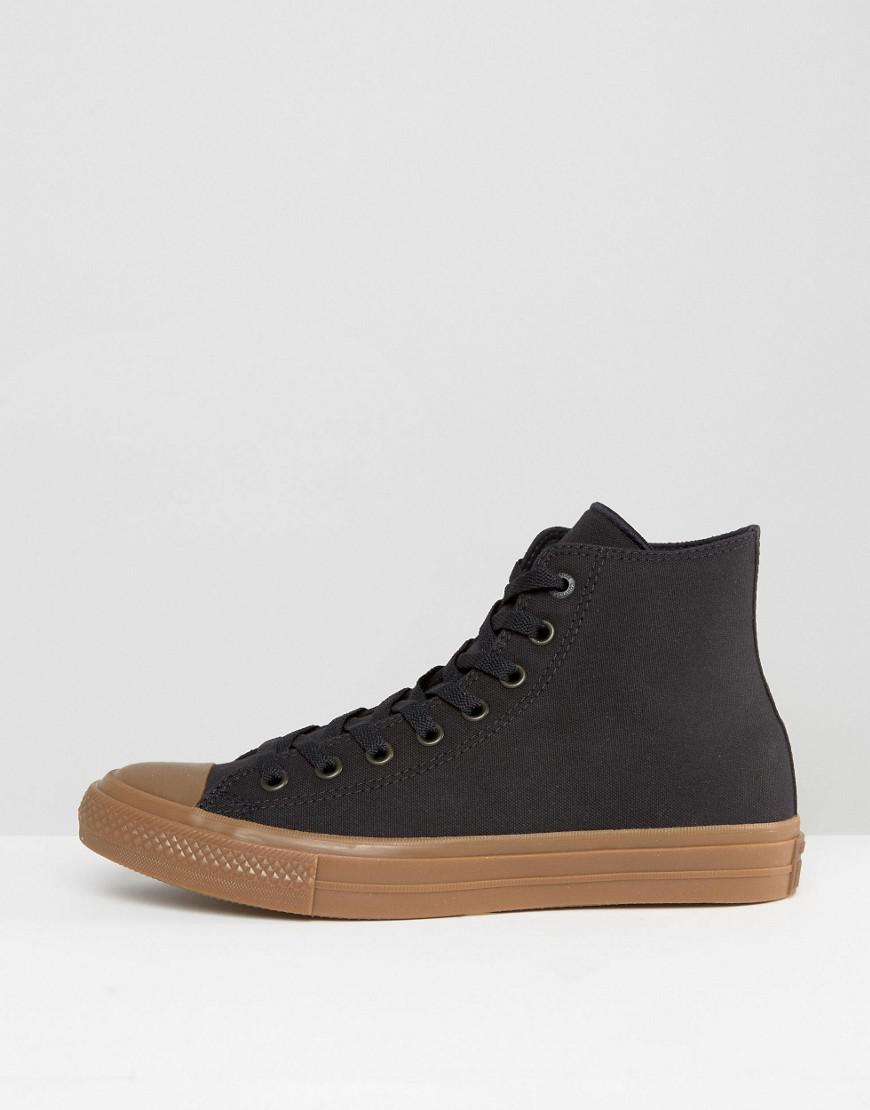 Converse Canvas Chuck Taylor All Star Ii Hi Sneakers With Gum Sole In Black  155496c for Men | Lyst