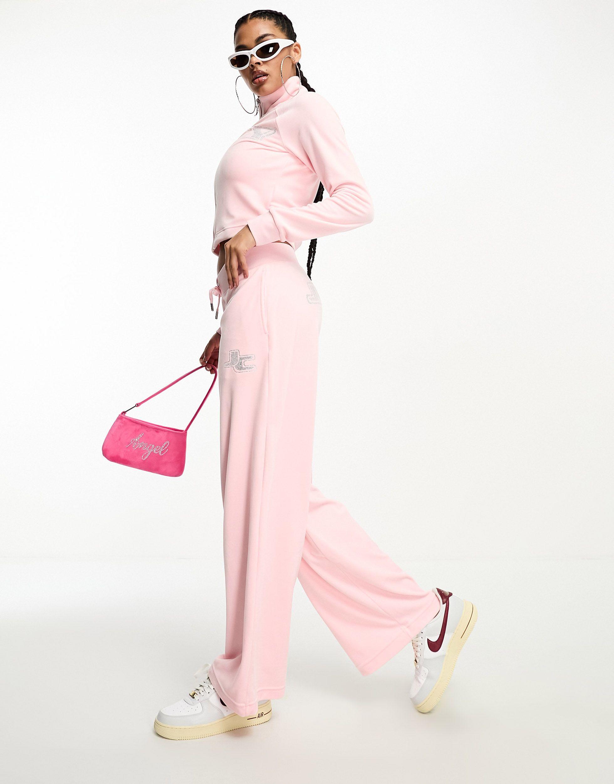 Juicy Couture Co-ord Velour Tracksuit Bottoms With Diamante Logo in Pink |  Lyst UK