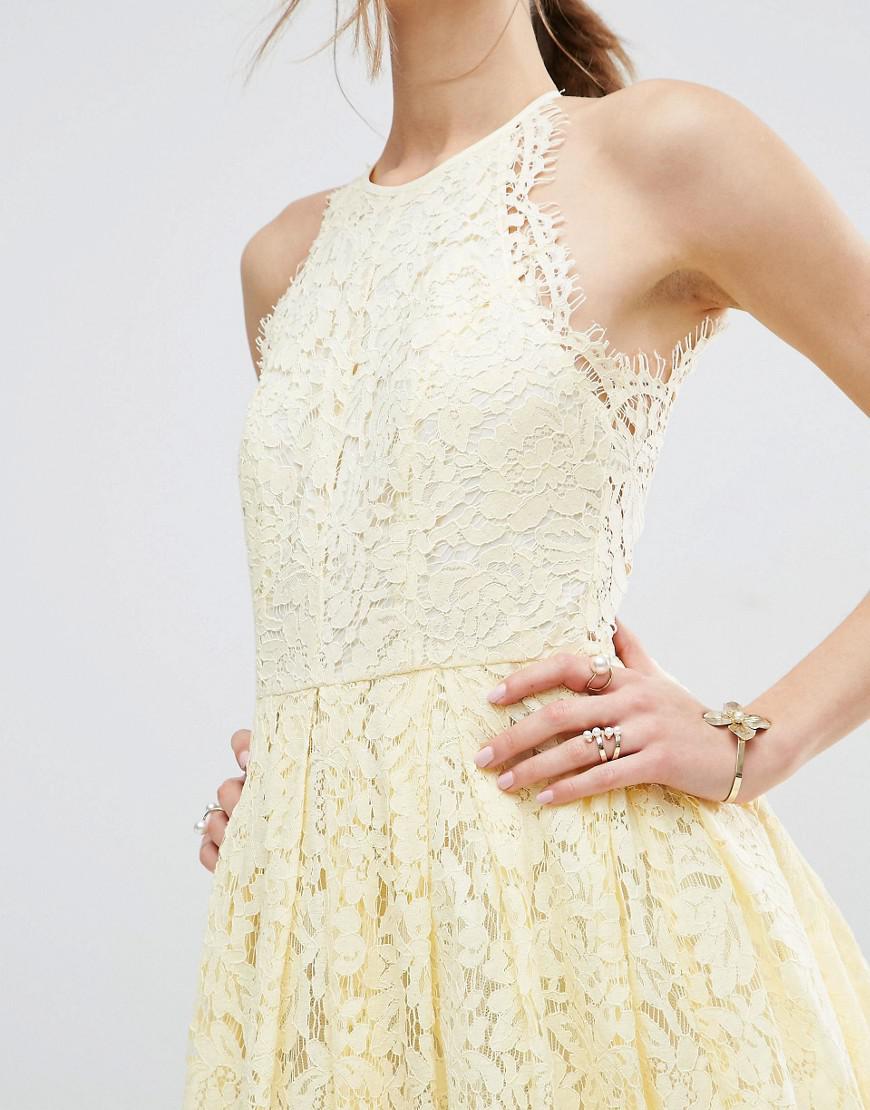 lace pinny scallop edge midi prom dress