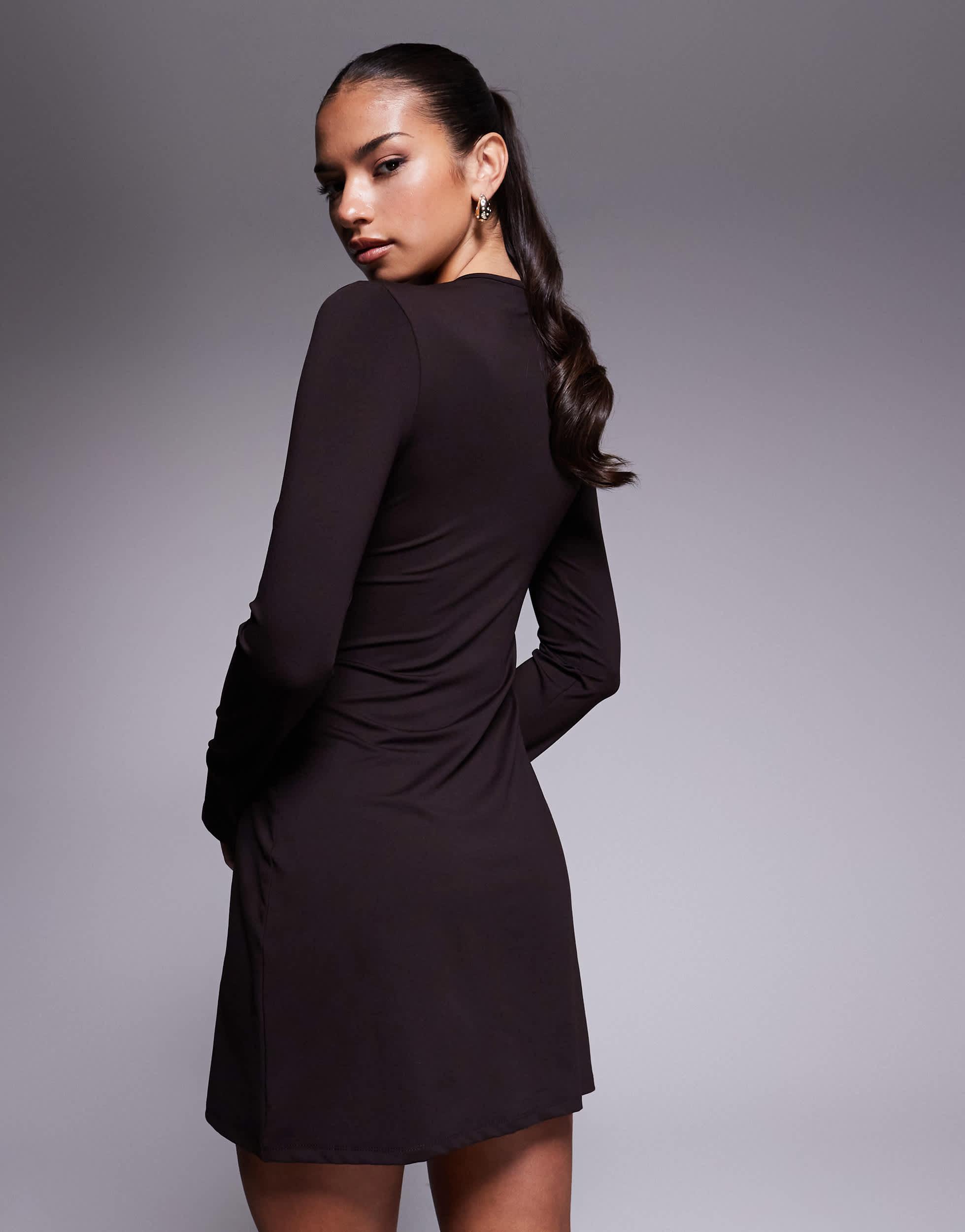 black long sleeve cut out mini dress Manon Black velvet cut-out mini dress (Final Sale-US Only), S / Black