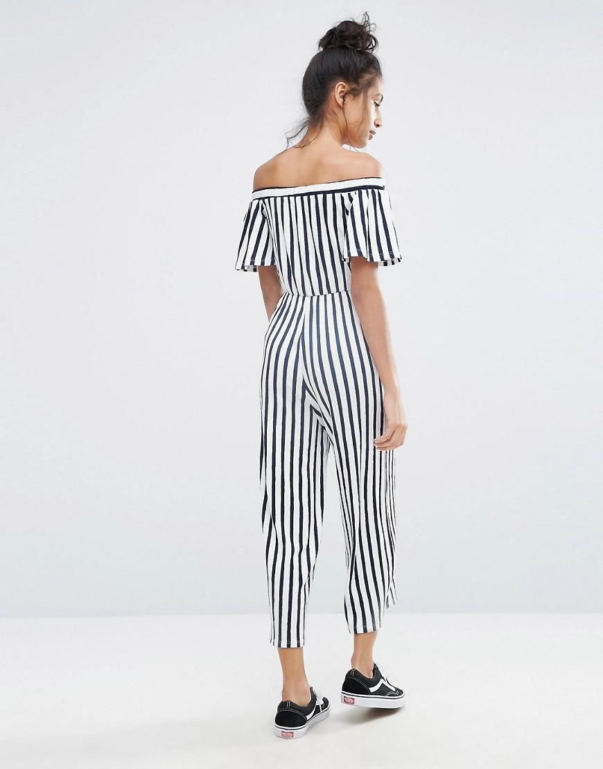 bershka striped jumpsuit