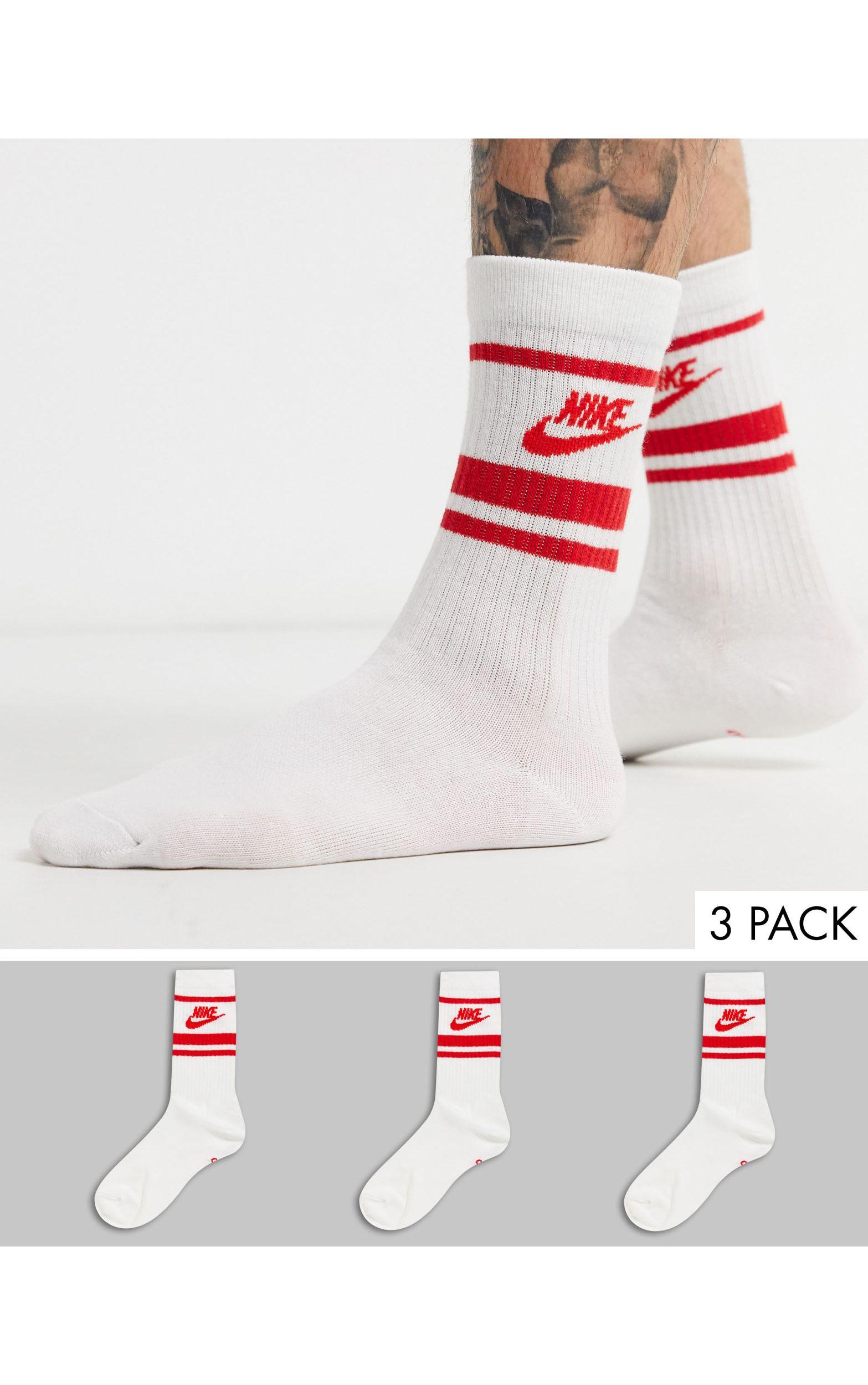 Nike 3 Pack Essential Socks in White for Men | Lyst