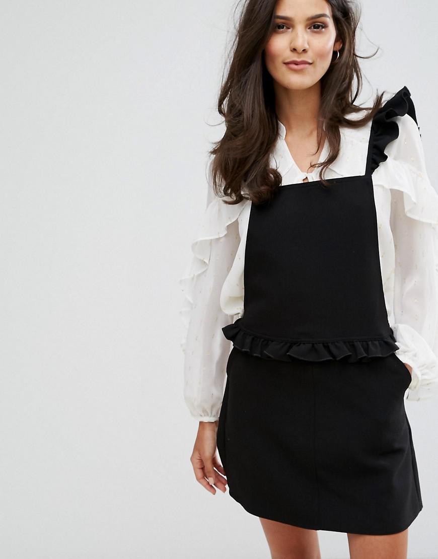 Black frill pinafore dress Clearance