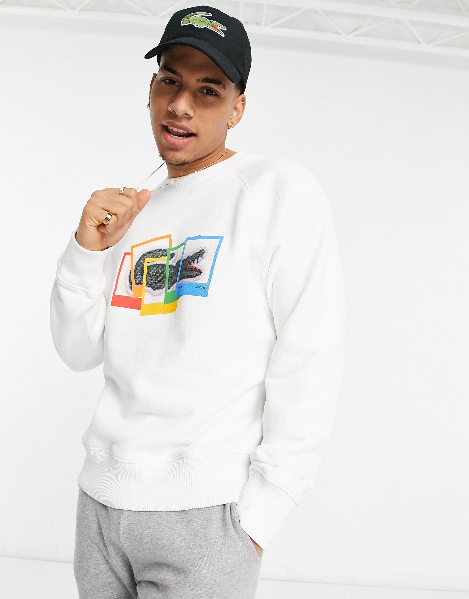 Sudadera blanca Lacoste de Algodón de color Blanco para hombre | Lyst