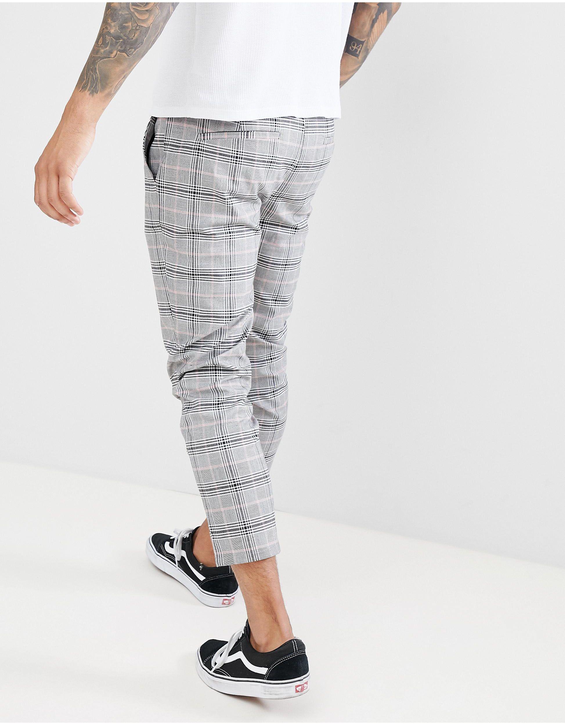 Pantalones grises con diseño a cuadros Bershka de hombre de color Gris |  Lyst