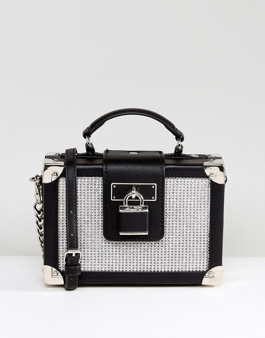 ALDO Leather Box Bag With Crystal Stud Detail in Black | Lyst Canada