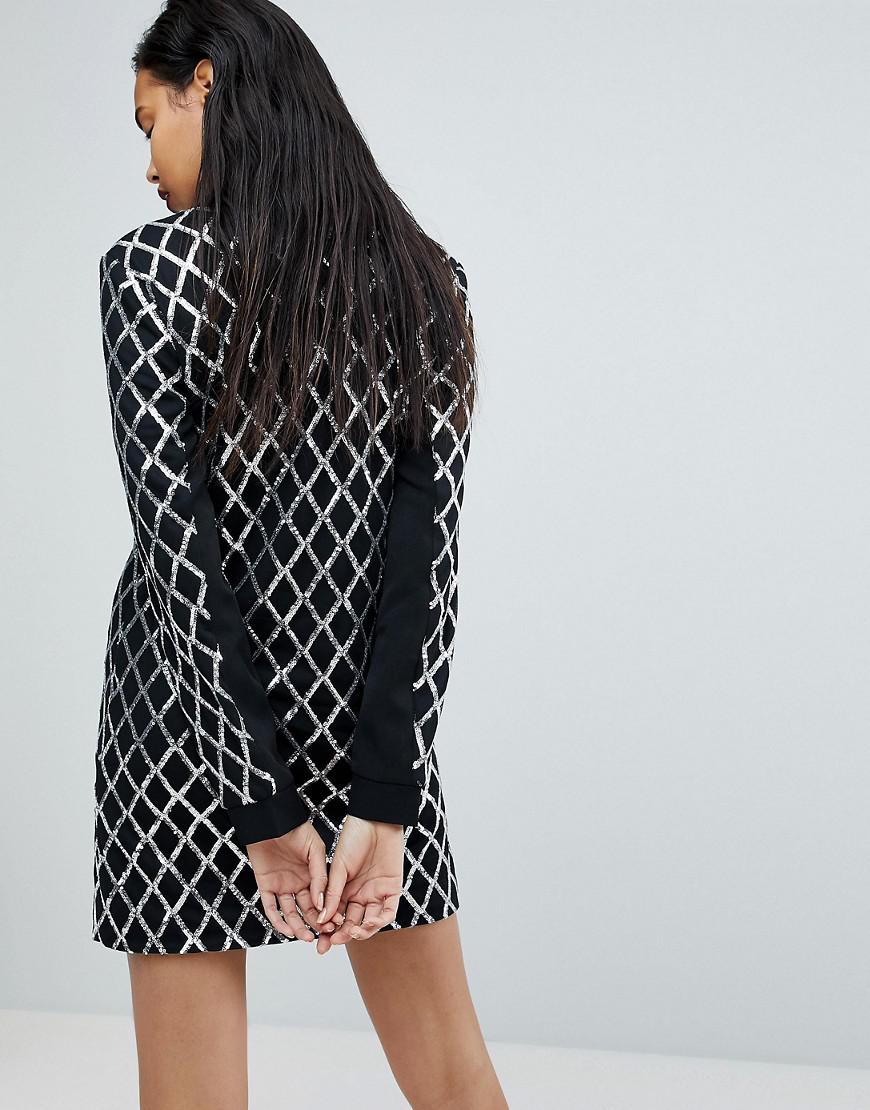 pretty little thing black blazer dress