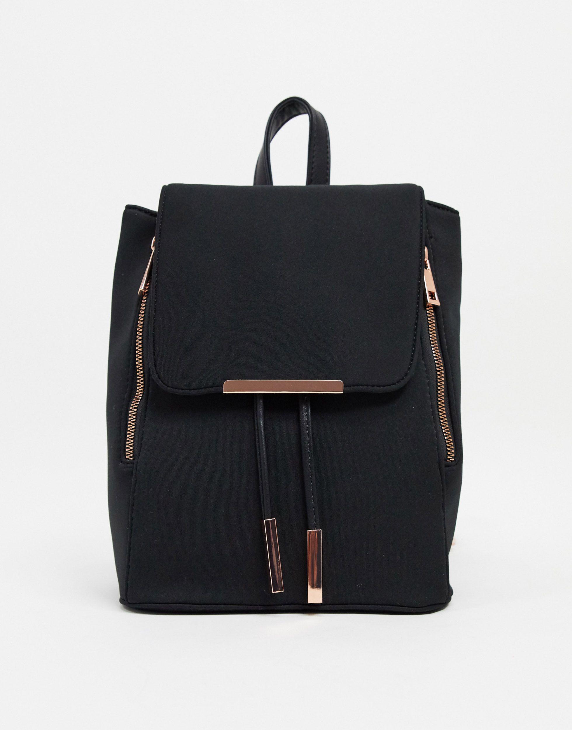 ASOS Scuba Backpack With Rose Gold Hardware in Black | Lyst