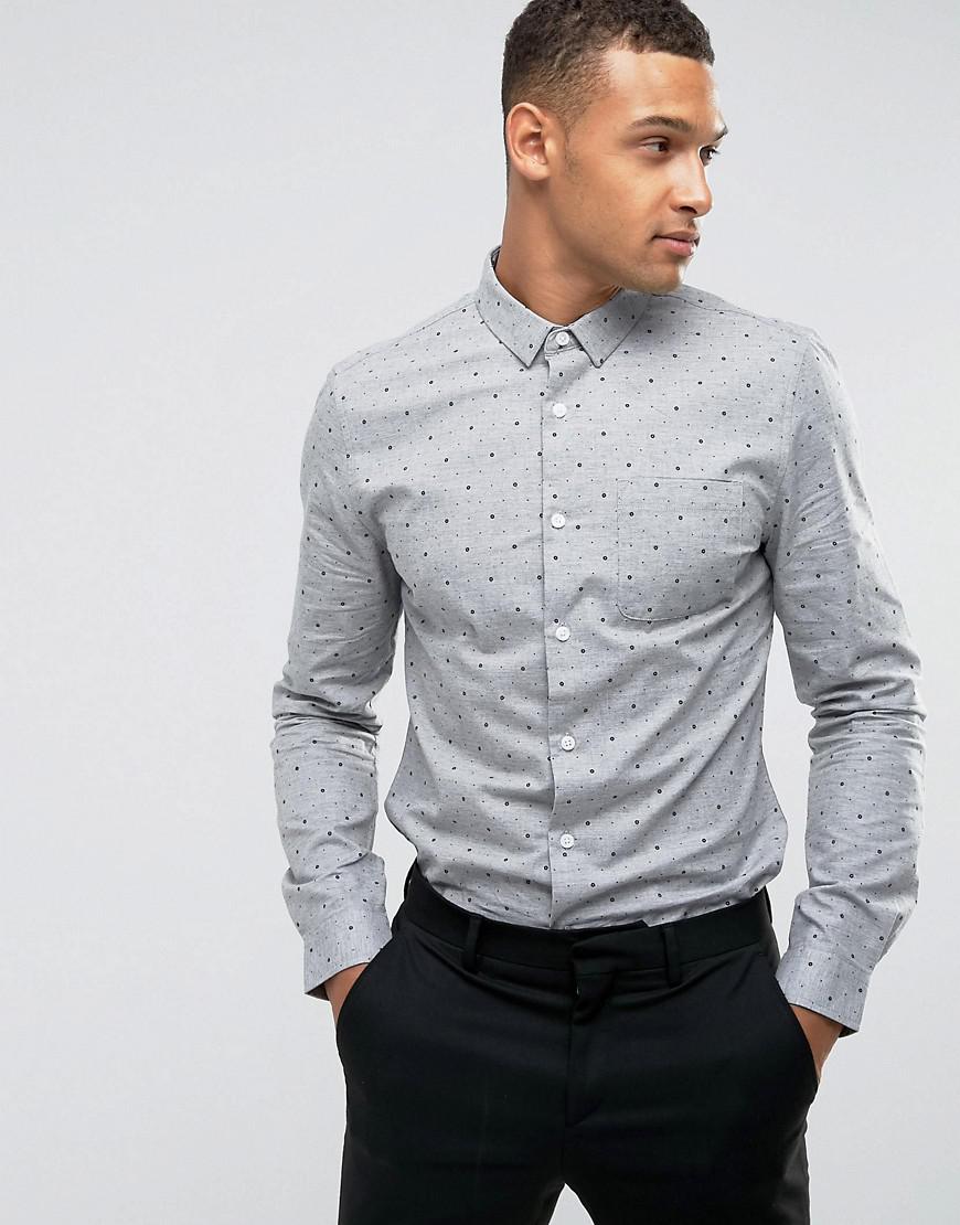 Lyst - Threadbare Premium Spot Geo Slim Fit Shirt in Gray for Men