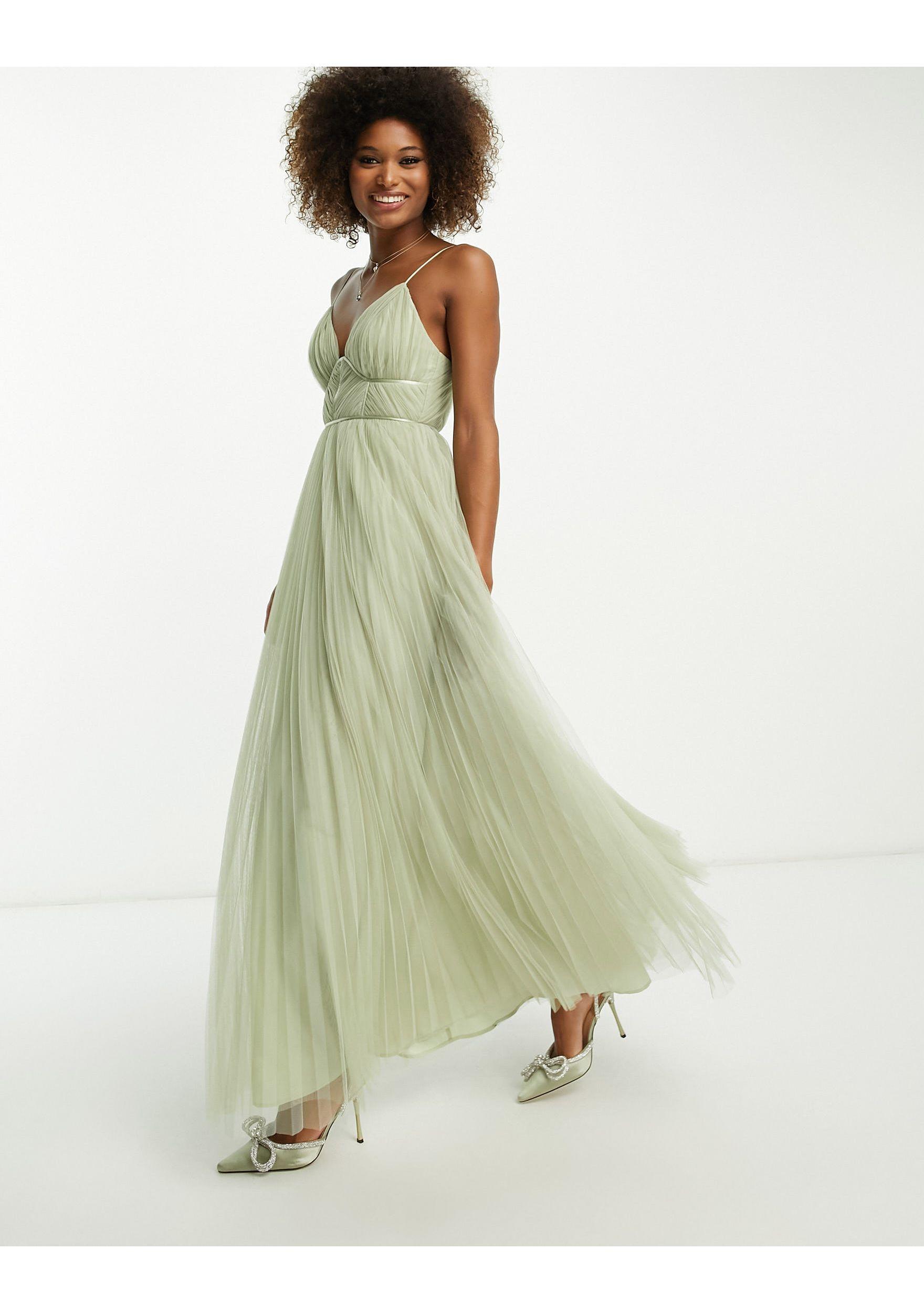 ASOS Bridesmaid Cami Ruched Bodice Maxi Dress With Pleated Skirt in White Lyst Canada