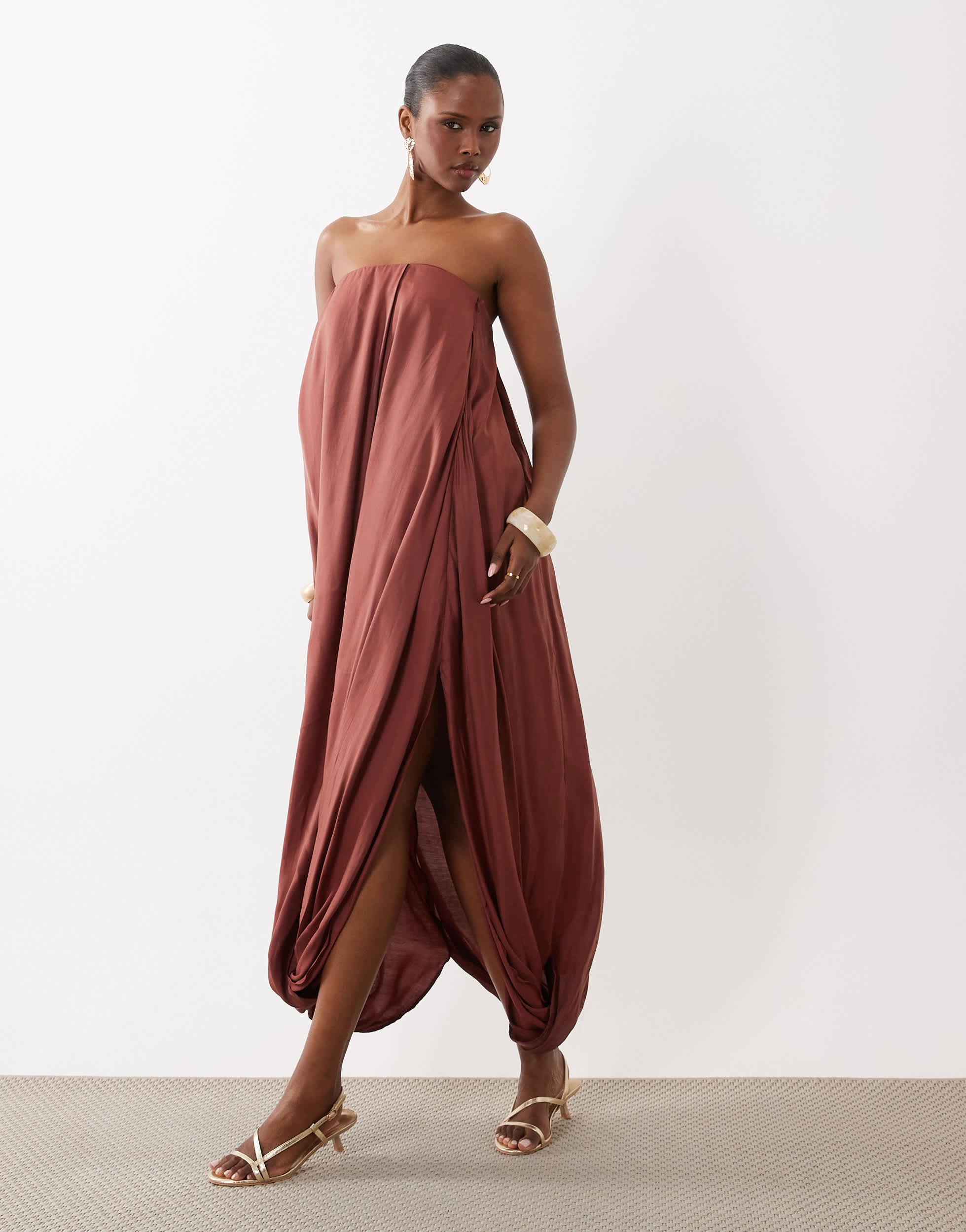asos design structured bandeau maxi dress Asos