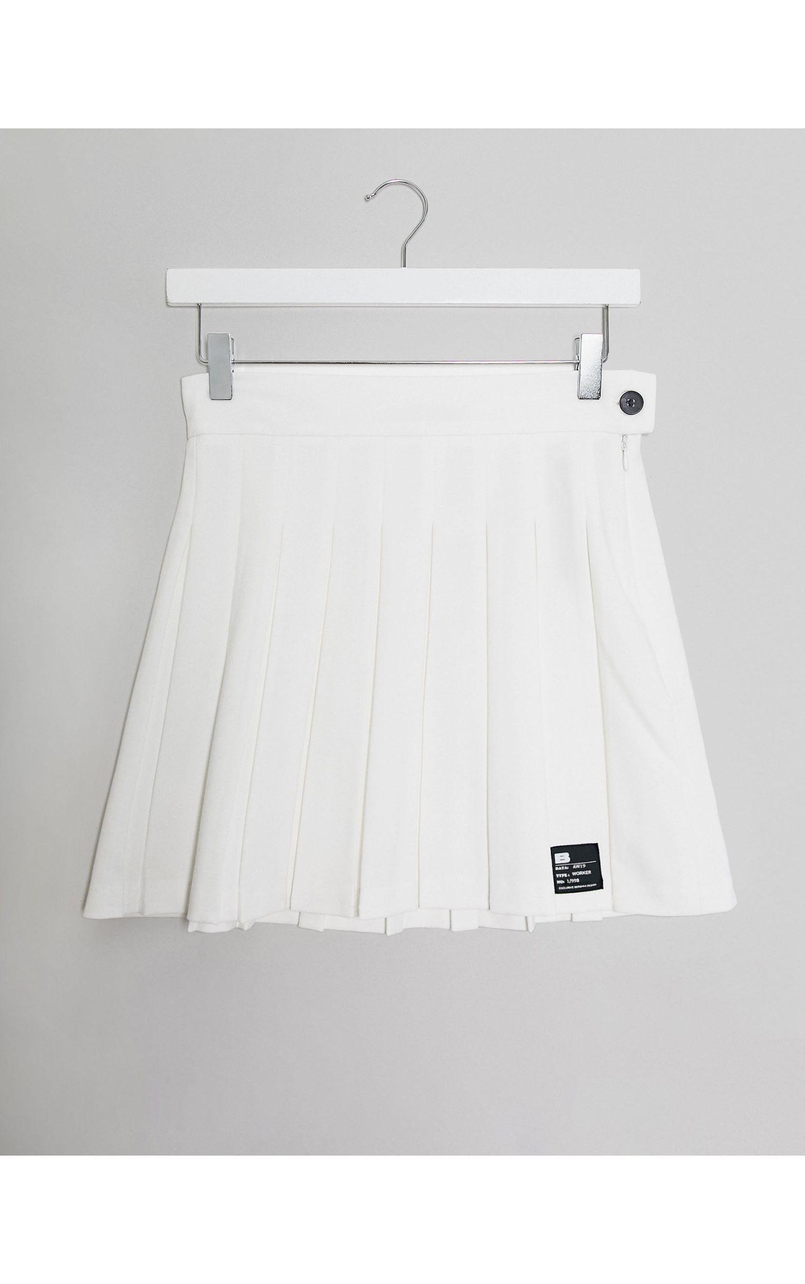 Mini-jupe plissée Toile Bershka en coloris Blanc | Lyst
