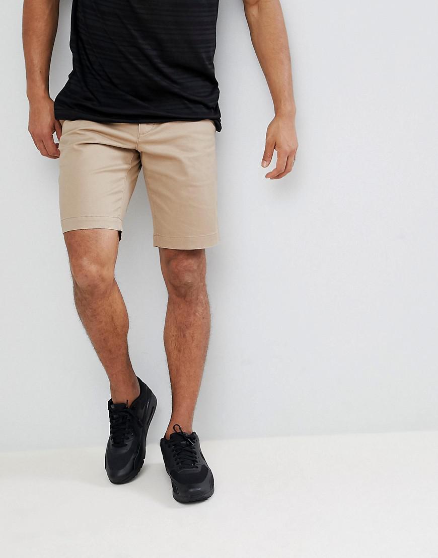 Lacoste Denim Chino Shorts In Beige in 