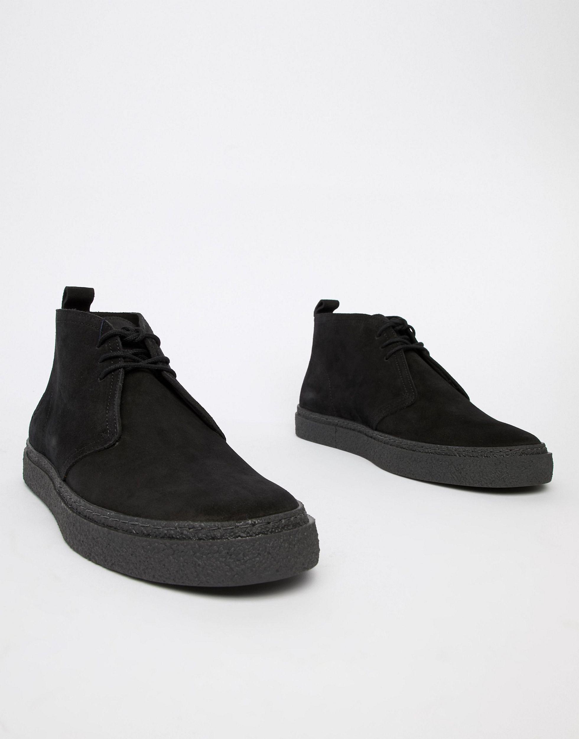 Fred Perry Hawley Mid Suede Boots in Black for Men - Lyst