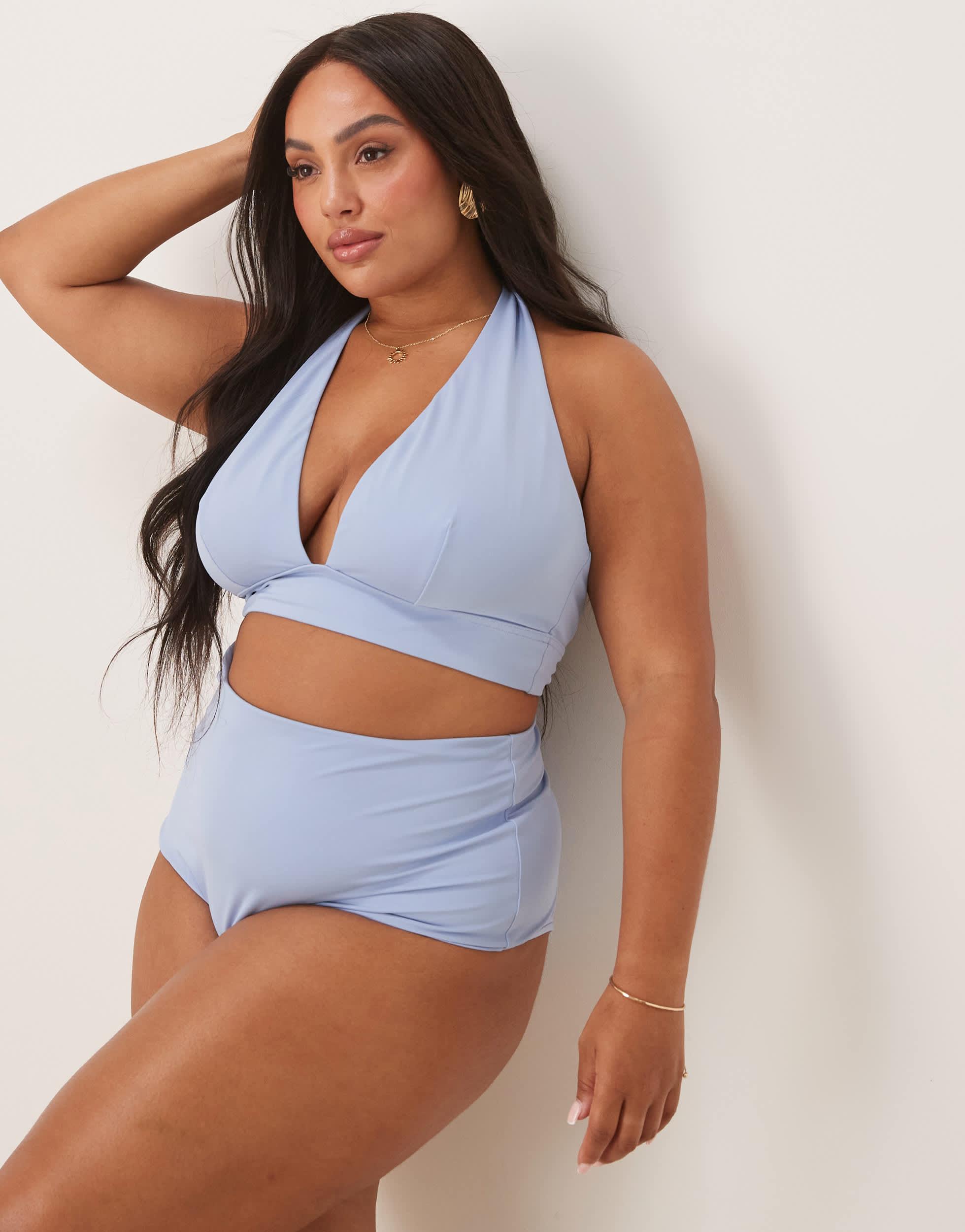 ASOS Asos Design Curve Maya Mix And Match Sleek Halter Bikini Top