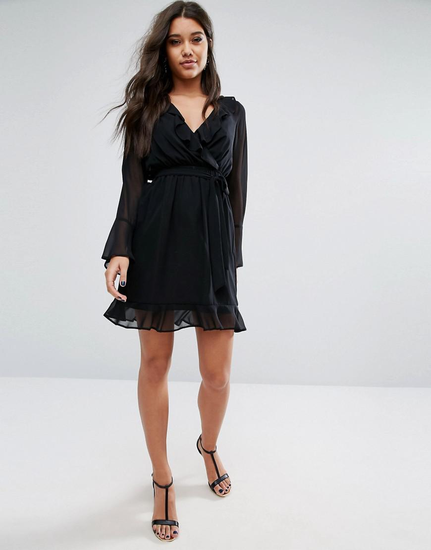 lipsy ruffle wrap dress