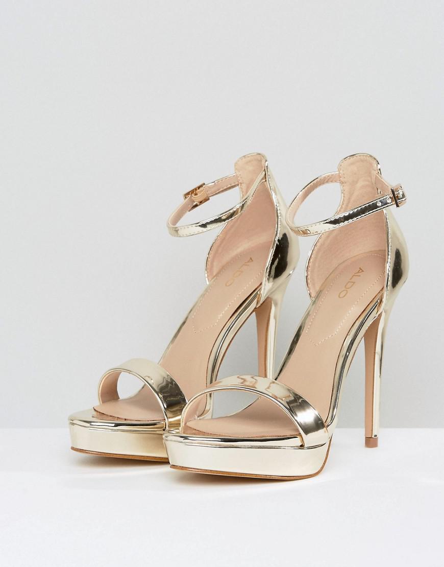 ALDO Madalene Platform Heeled Sandals in Gold (Metallic) - Lyst