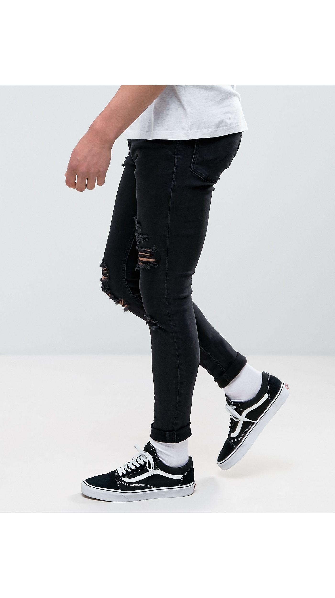 Jack & Jones Intelligence Liam Skinny Fit Ripped Jeans in Black for Men |  Lyst