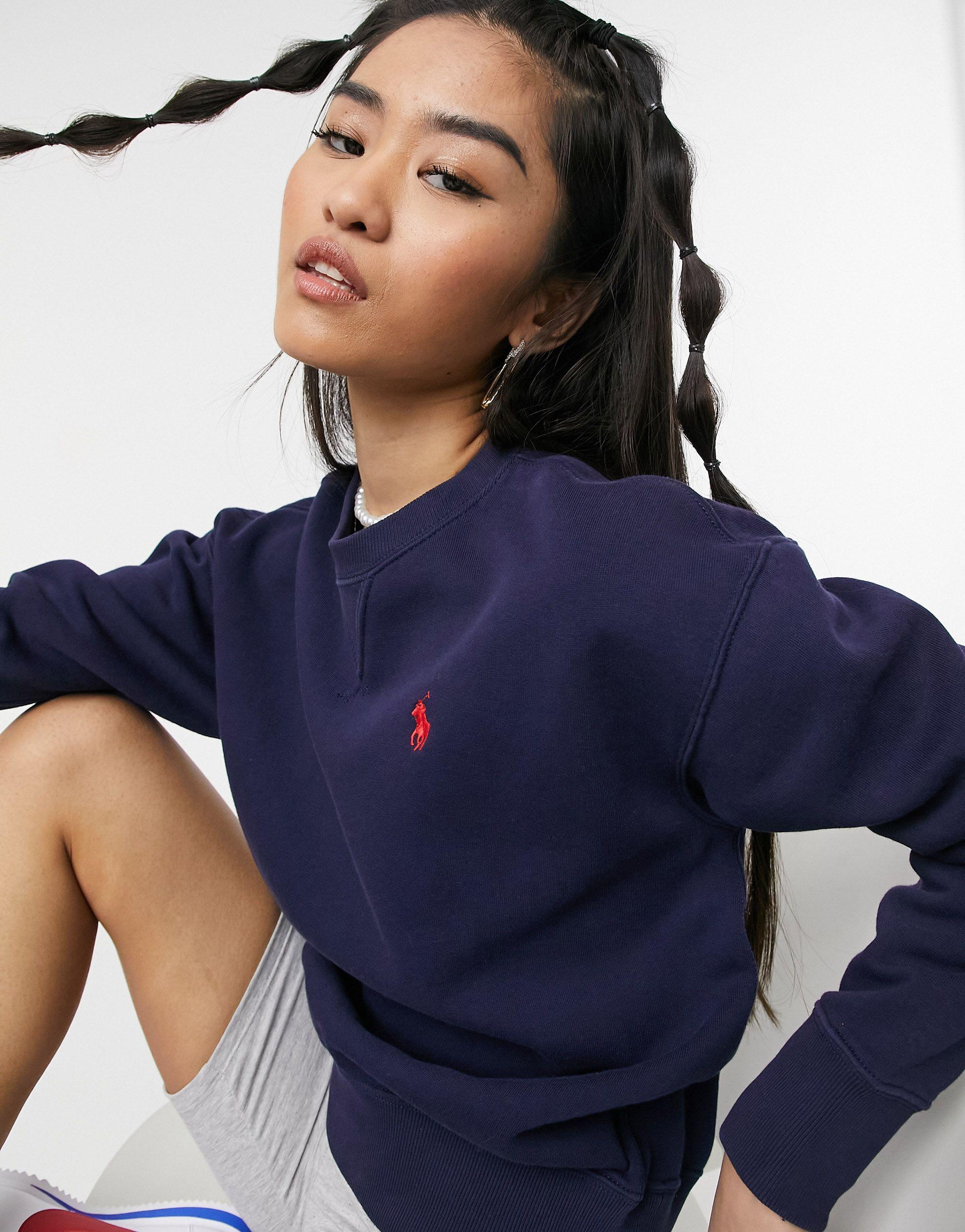 Polo Ralph Lauren Horse Logo Sweater in Navy (Blue) | Lyst