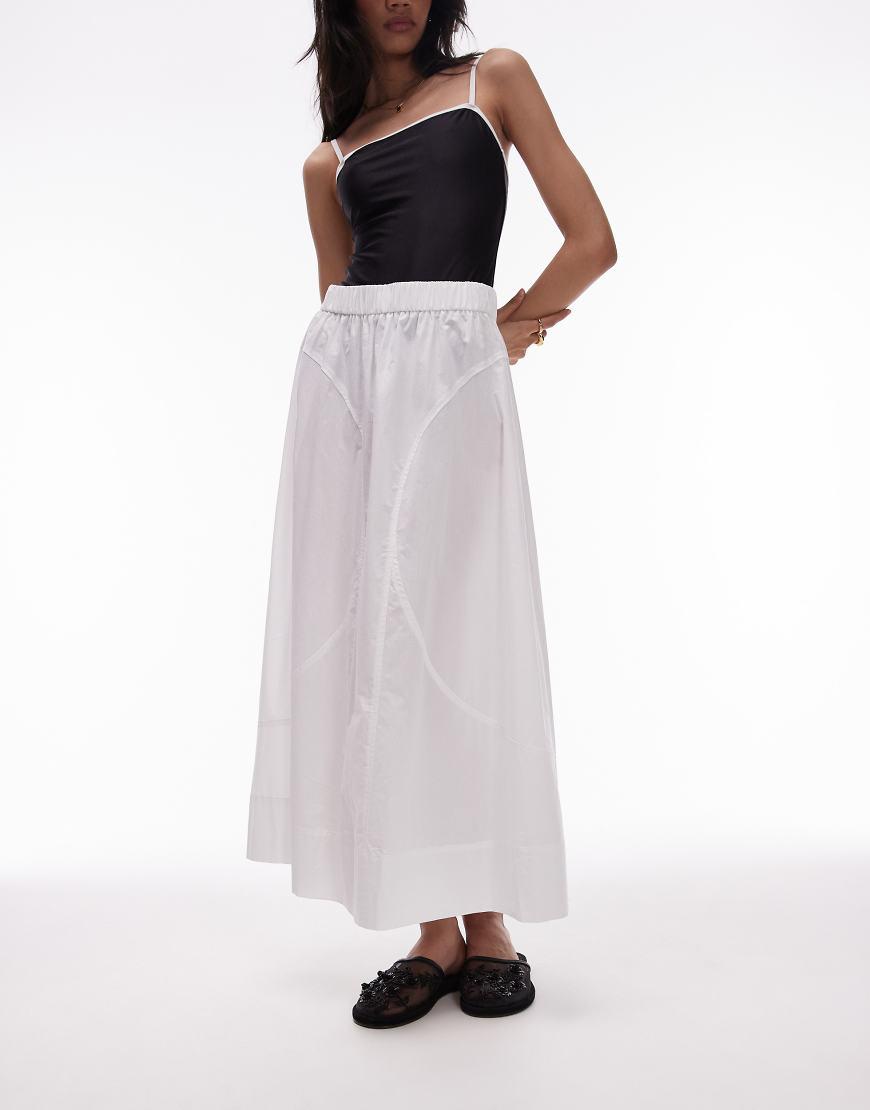 TOPSHOP Poplin Seam Detail Full Midi Skirt in White Lyst UK