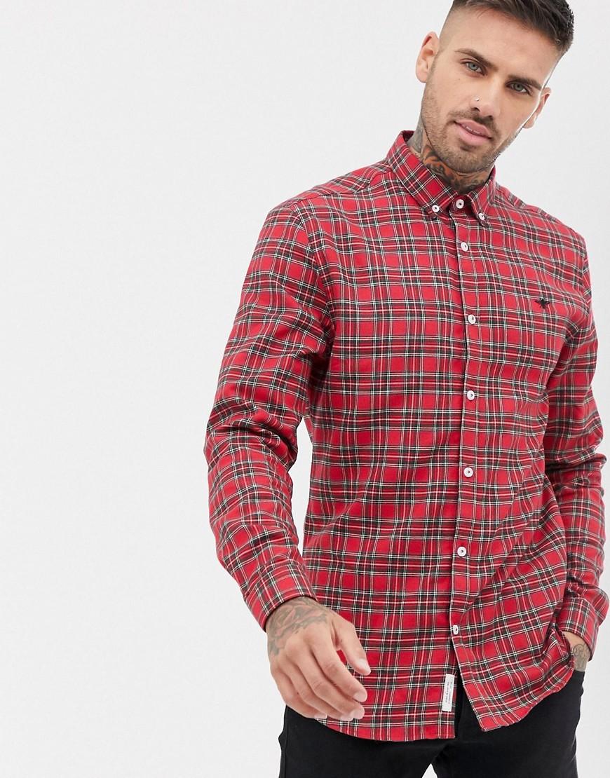 River Island Denim Tartan Shirt in Red 