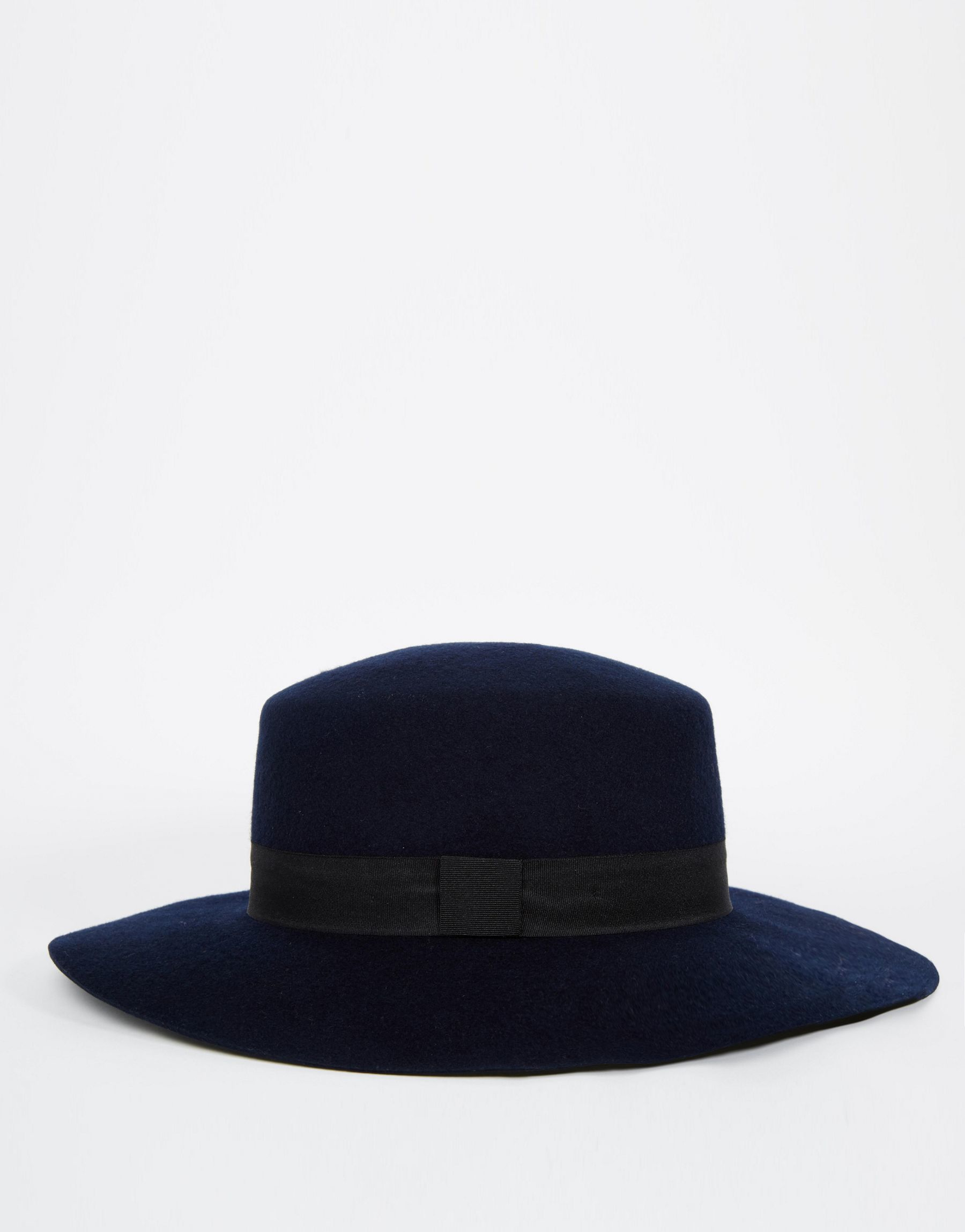 ASOS Flat Top Hat In Navy Felt With Wide Brim in Blue for Men Lyst