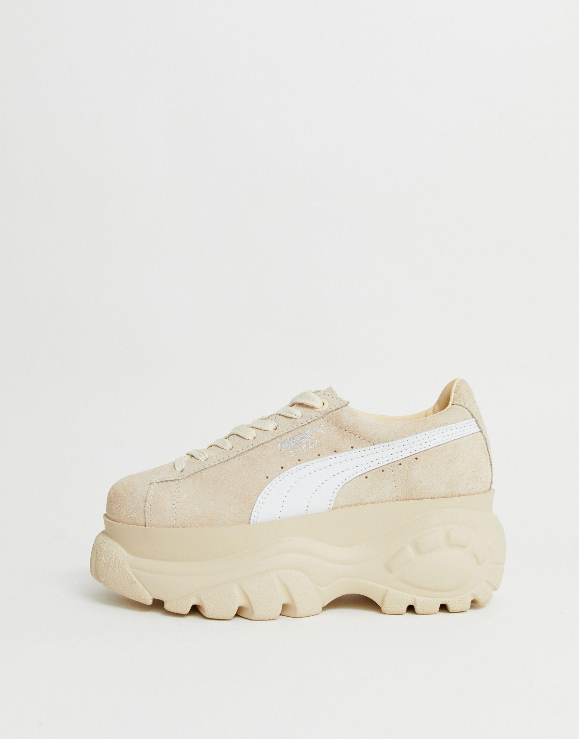 cream platform trainers