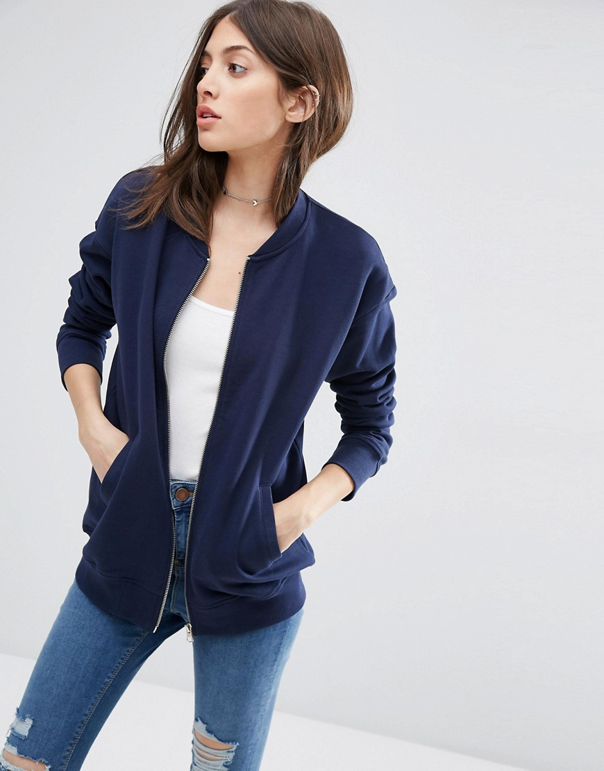 Lyst - ASOS The Ultimate Bomber Jacket In Jersey - Navy in Blue