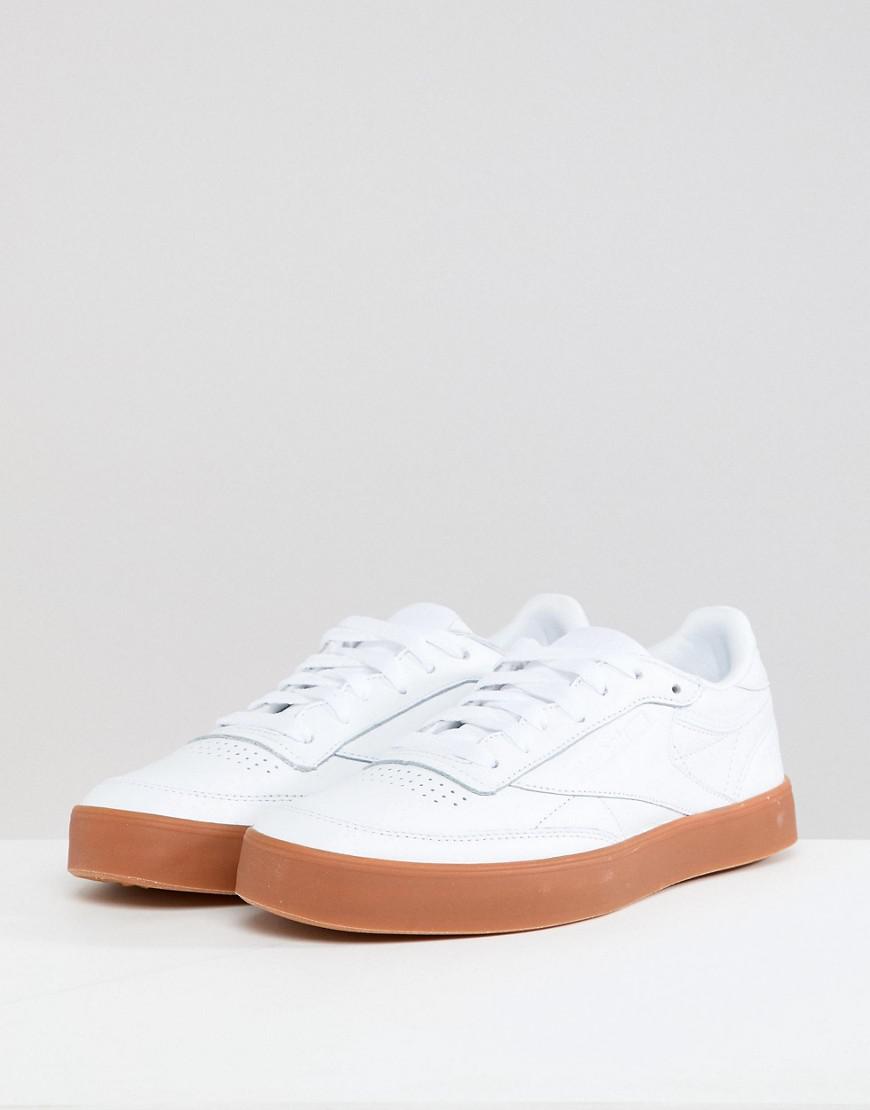 reebok classic club c 85 trainers in white and gum
