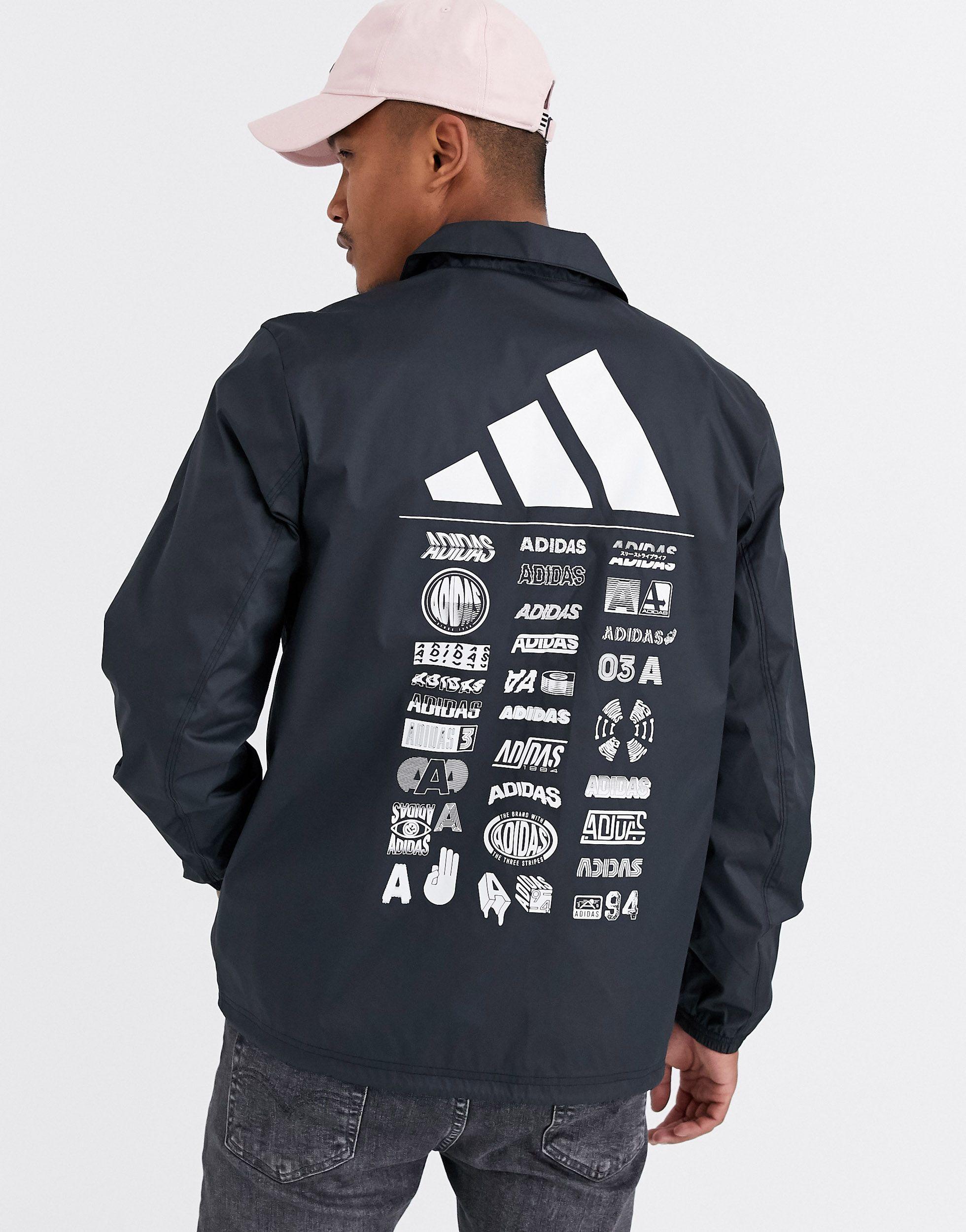 adidas Originals Synthetic Adidas 'the Pack' Back Print Coach Jacket in  Black for Men | Lyst Australia