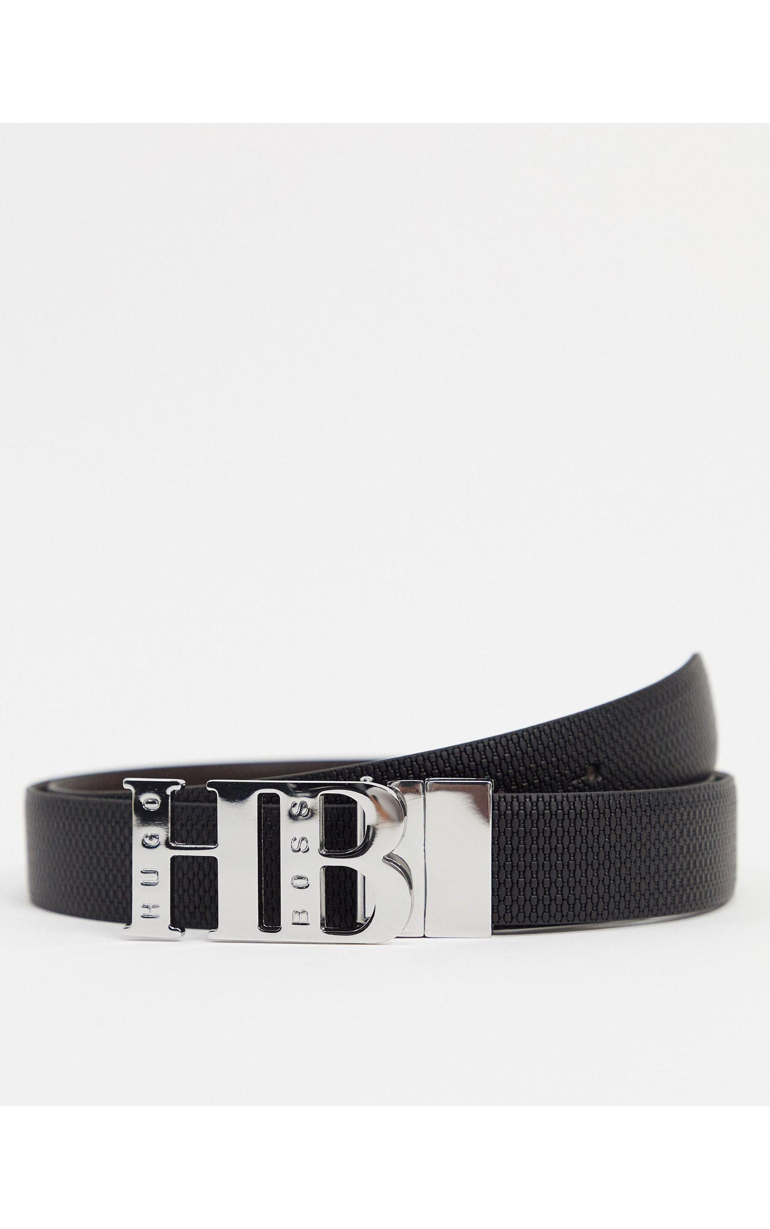 BOSS by HUGO BOSS Icon Hb Textured Leather Belt in Black for Men | Lyst UK