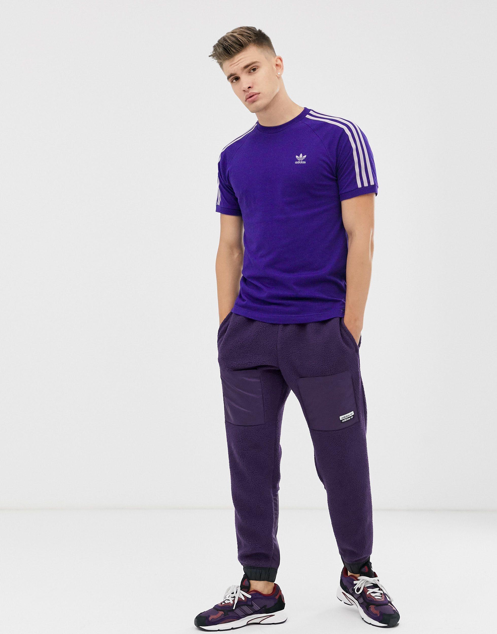 adidas Originals Three Stripe T-shirt in Purple for Men | Lyst