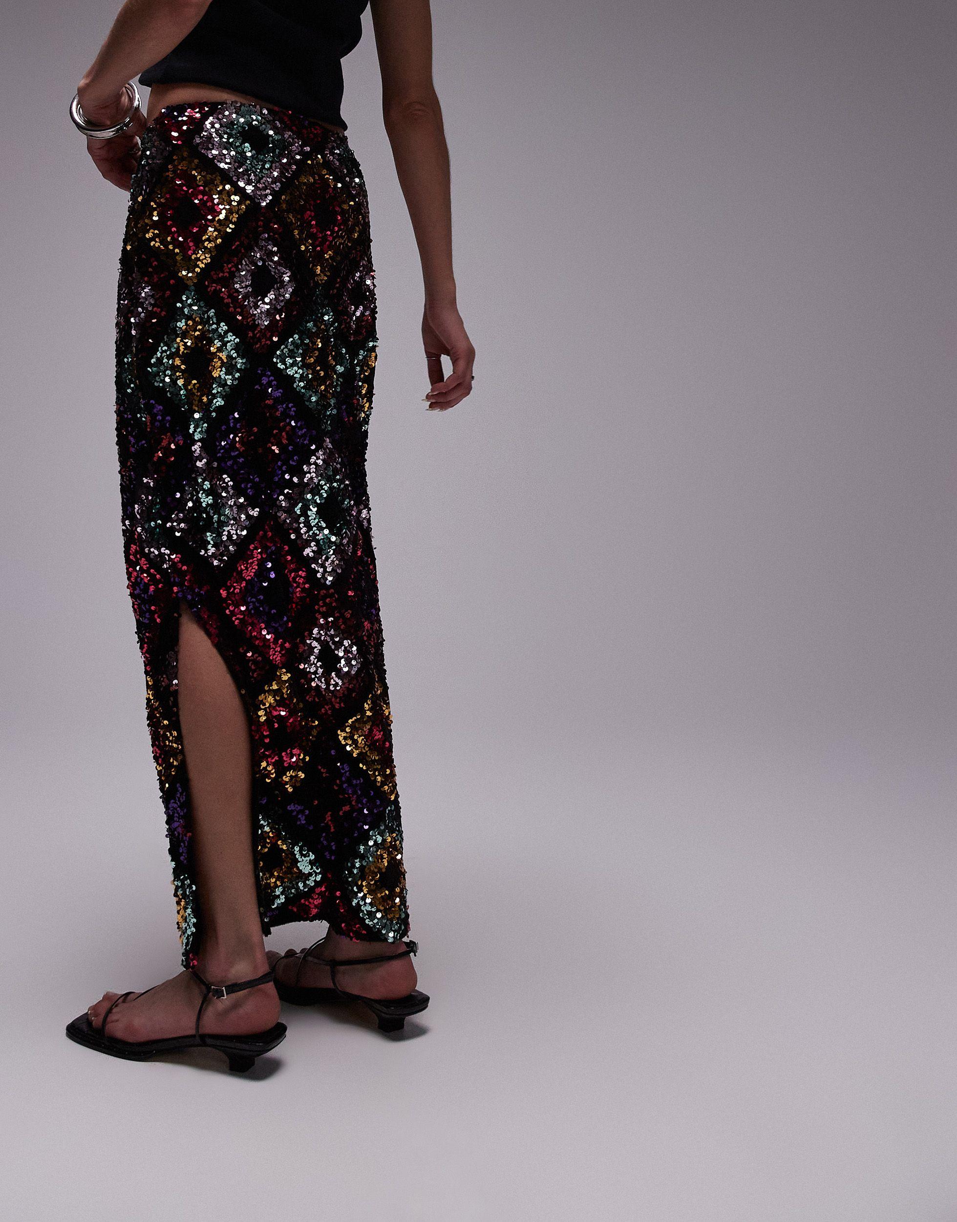 Maxi Skirt Sequin Midi Skirt Topshop TOPSHOP Diamond Sequin Midaxi