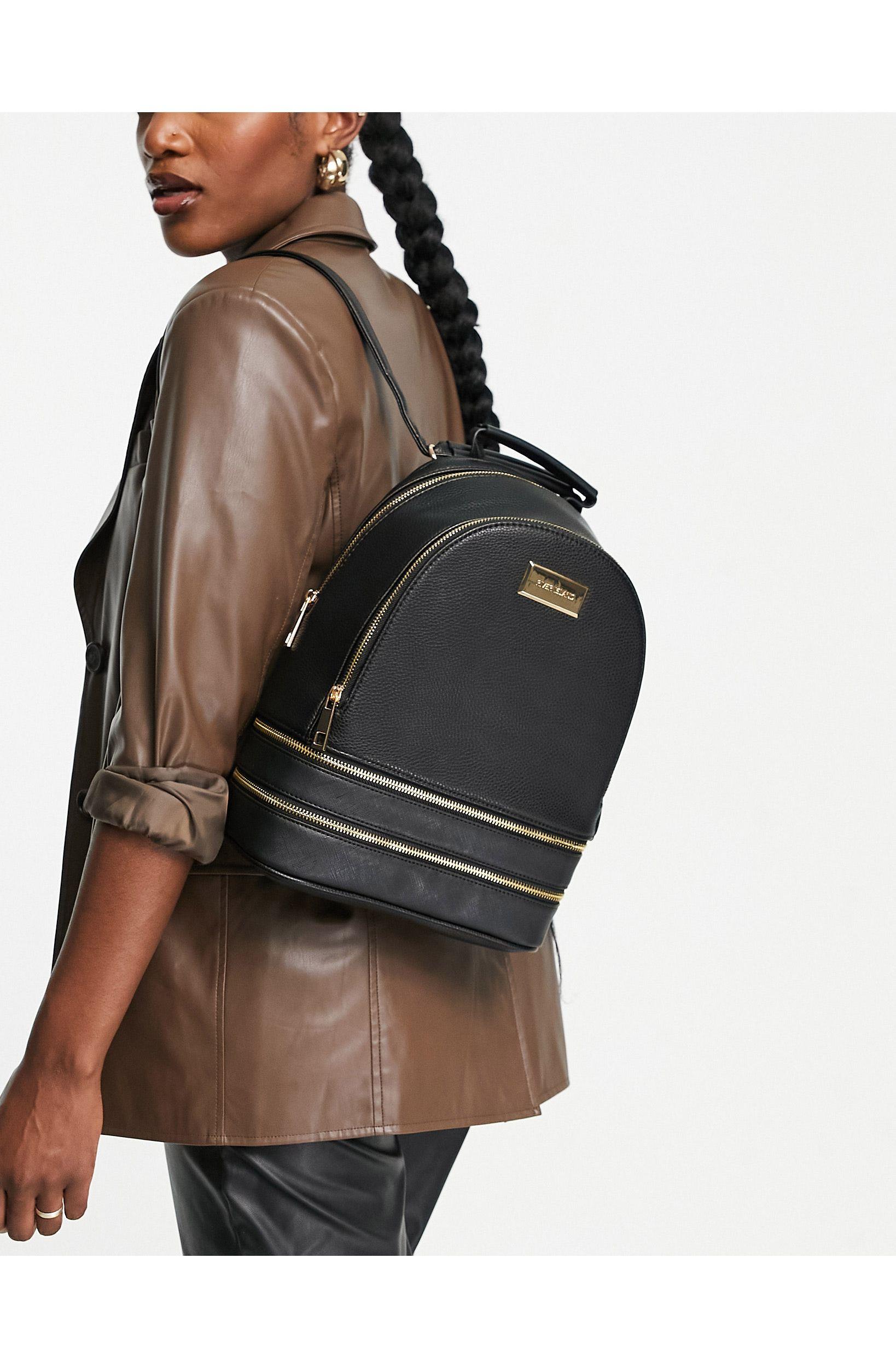 River Island Double Zip Backpack in Black | Lyst