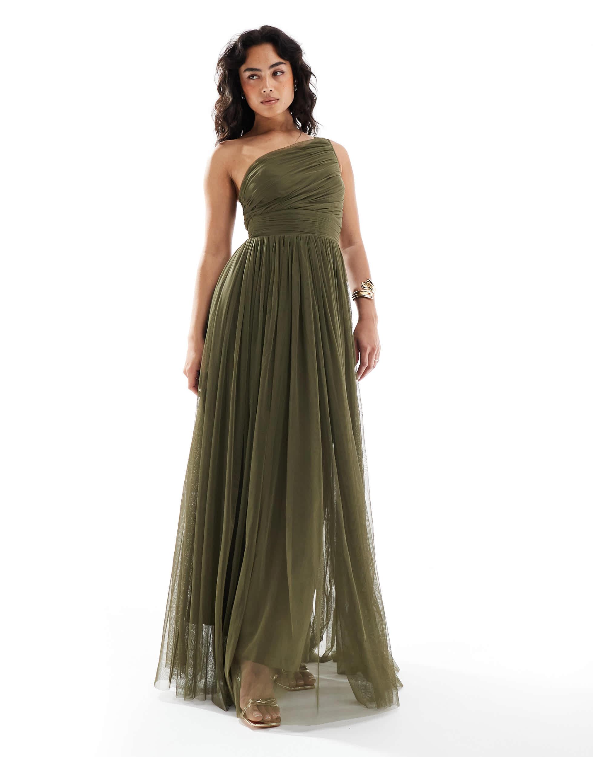 open lace back dress Rent ASOS Design Tulle One Shoulder Maxi