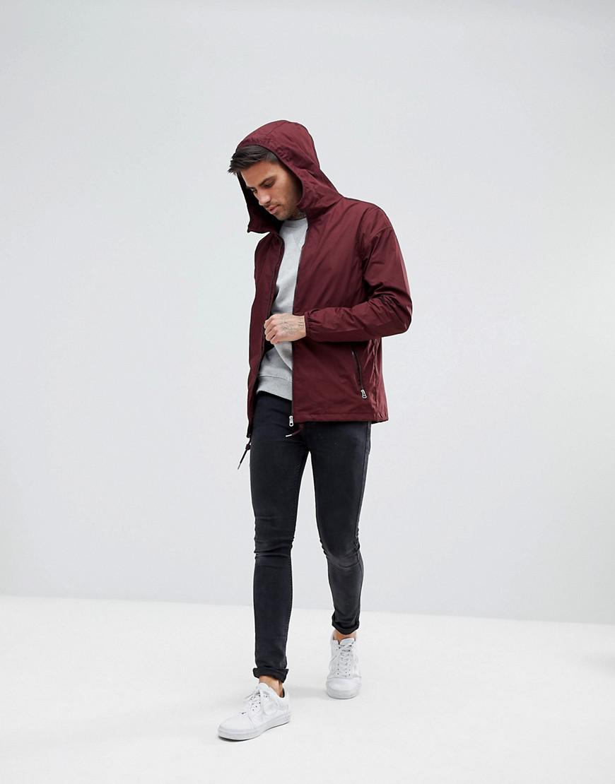 Pull&Bear Denim Hooded Windcheater Jacket In Burgundy in Red for Men | Lyst