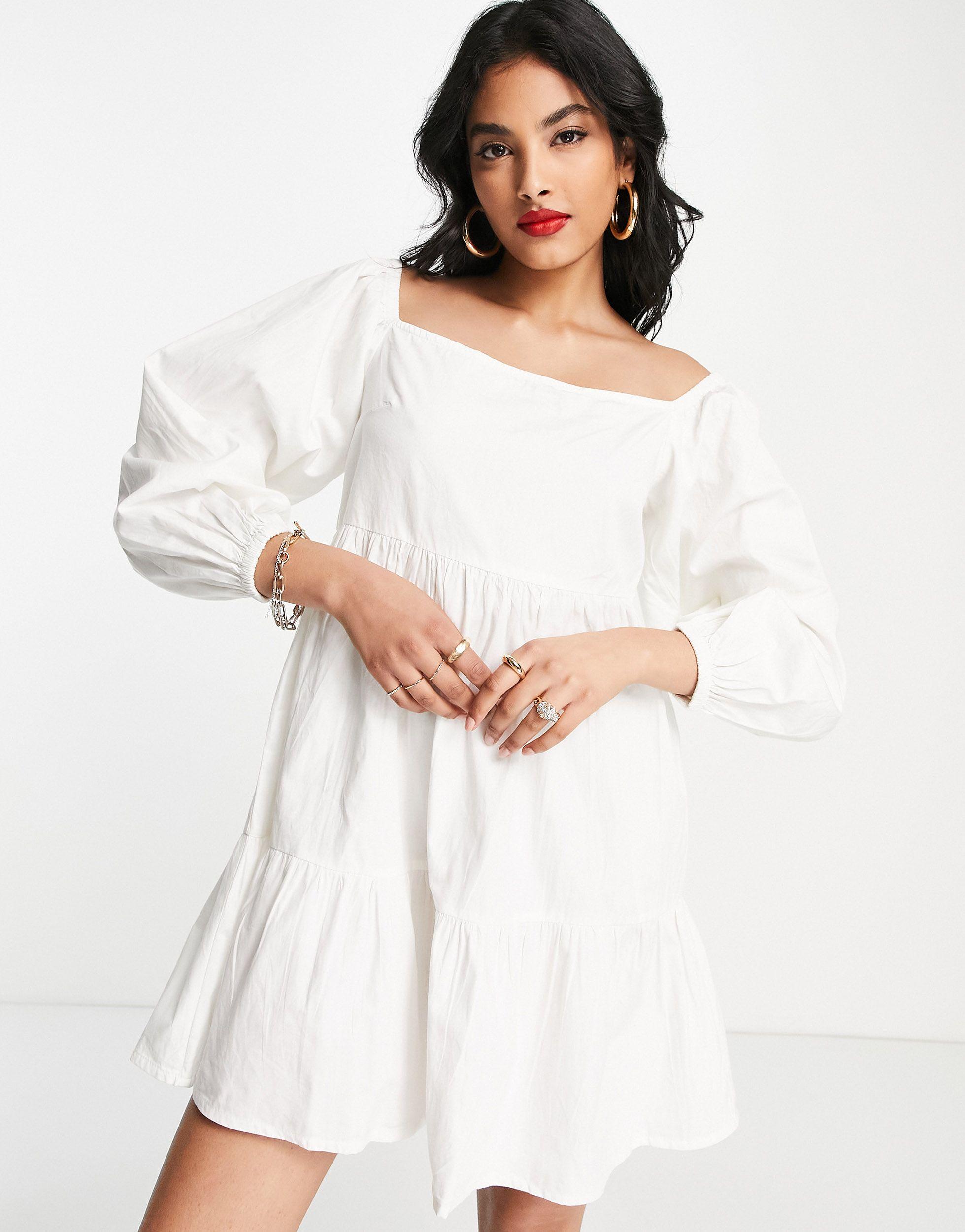Pretty Lavish Smock Mini Dress in White | Lyst UK