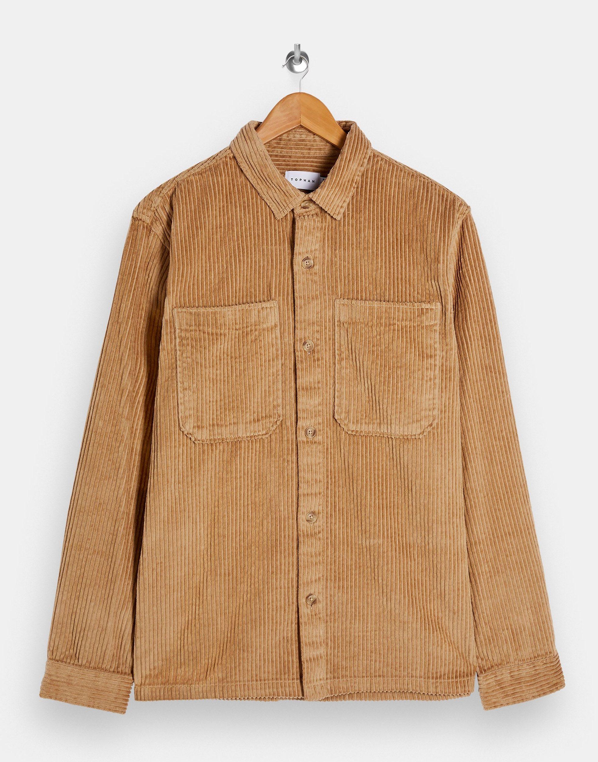 TOPMAN Corduroy Overshirt in Stone 