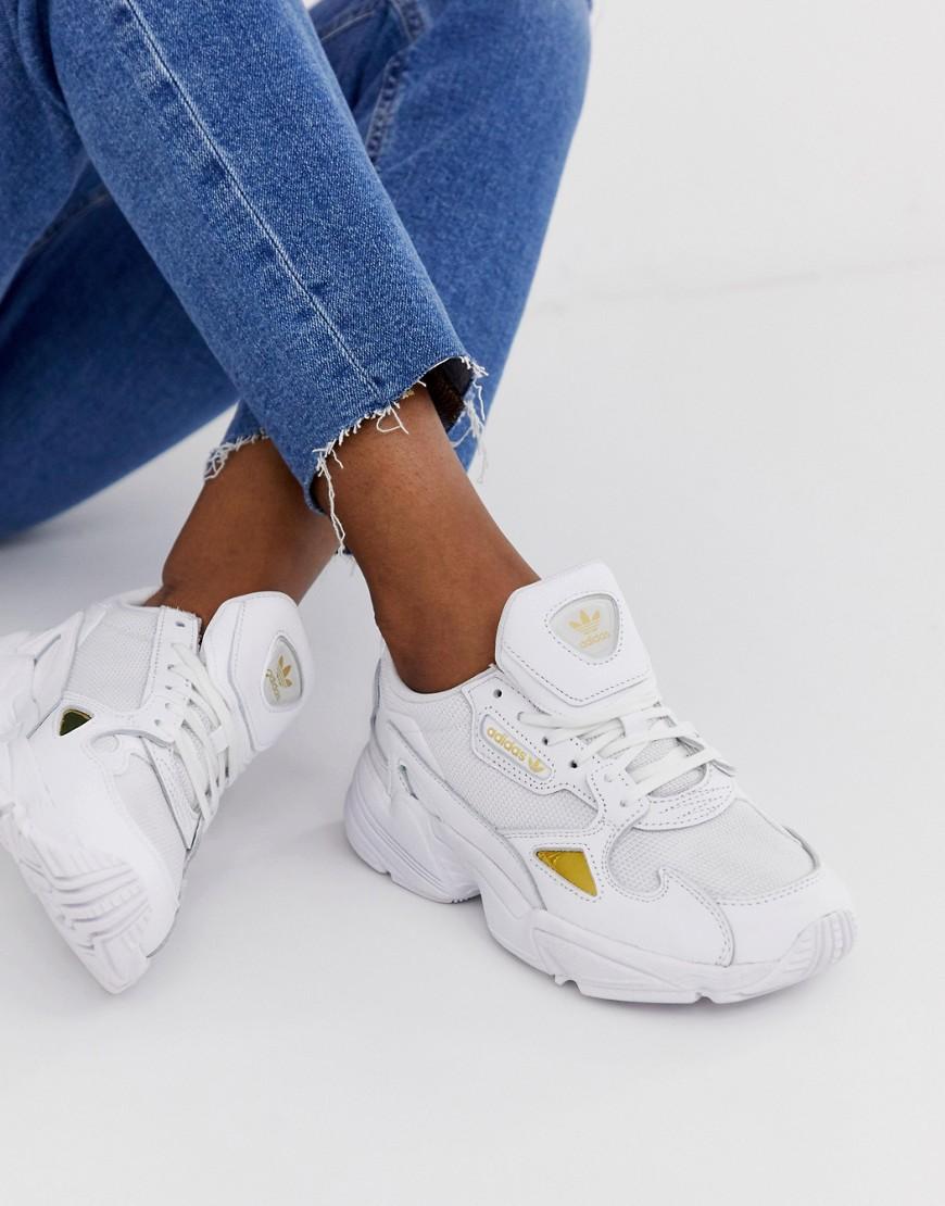 adidas women's white falcon sneakers