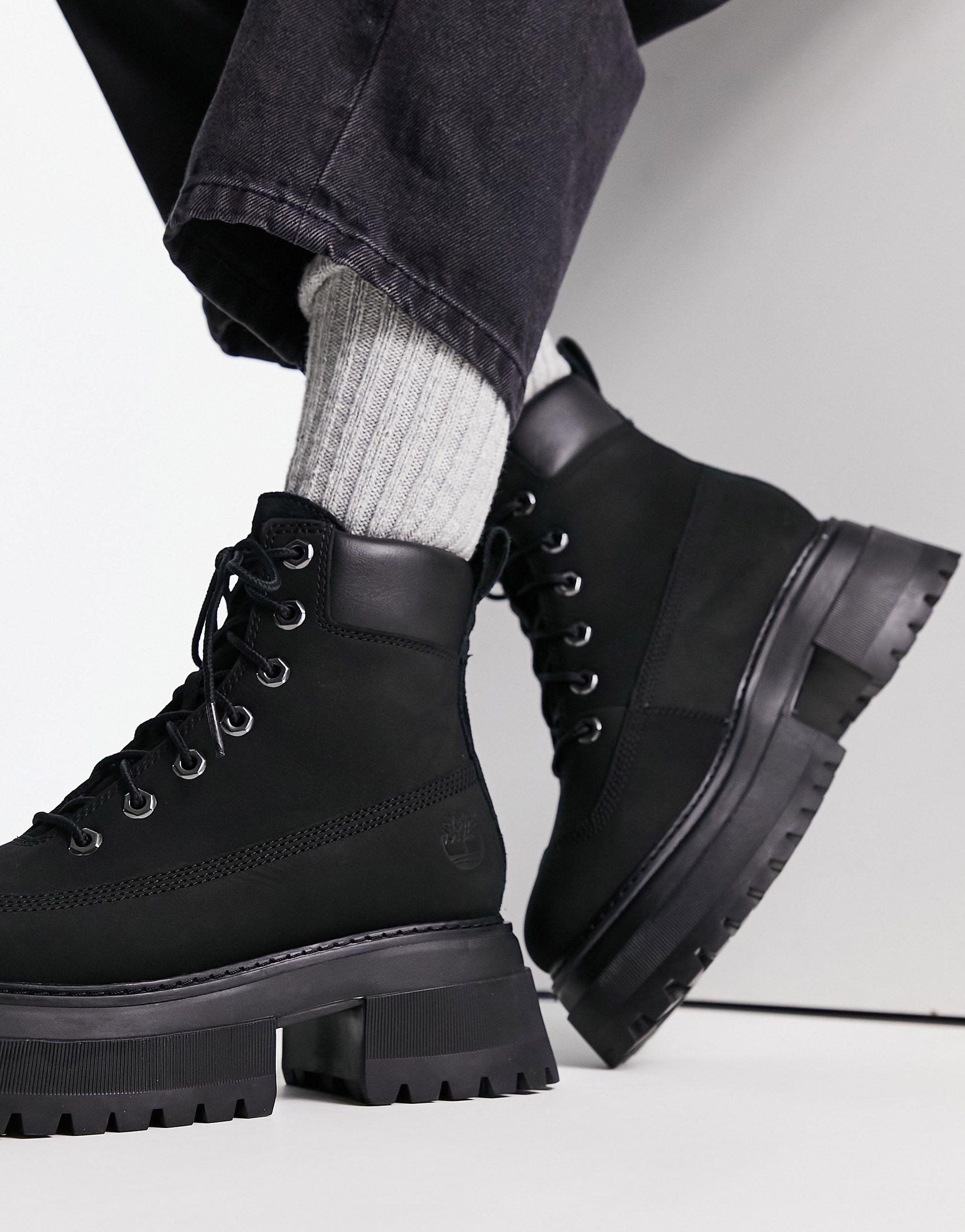 Timberland Sky 6 Inch Lace Up Boots in Black | Lyst
