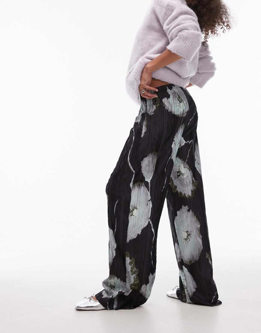 Clothing Topshop Wide Leg Pants TOPSHOP Abstract Floral Plisse