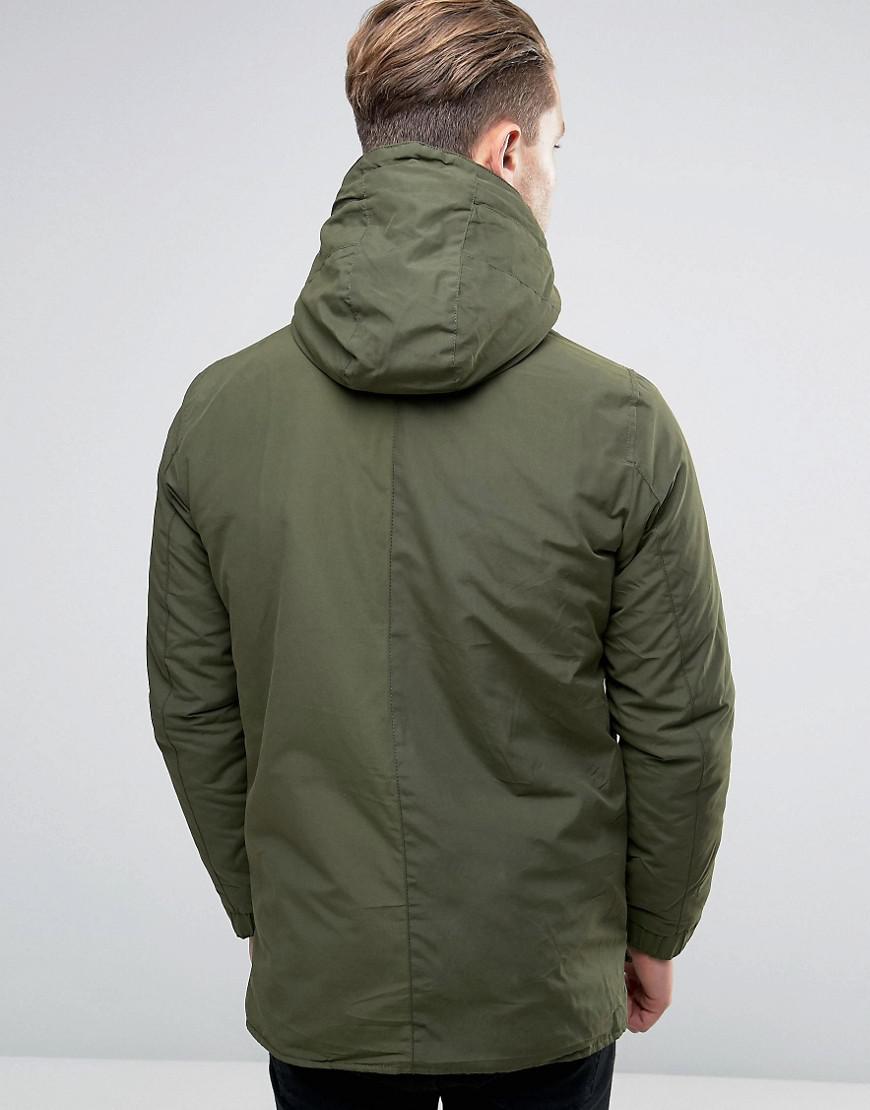 Lyst - Pull&Bear Parka Jacket In Khaki in Green for Men