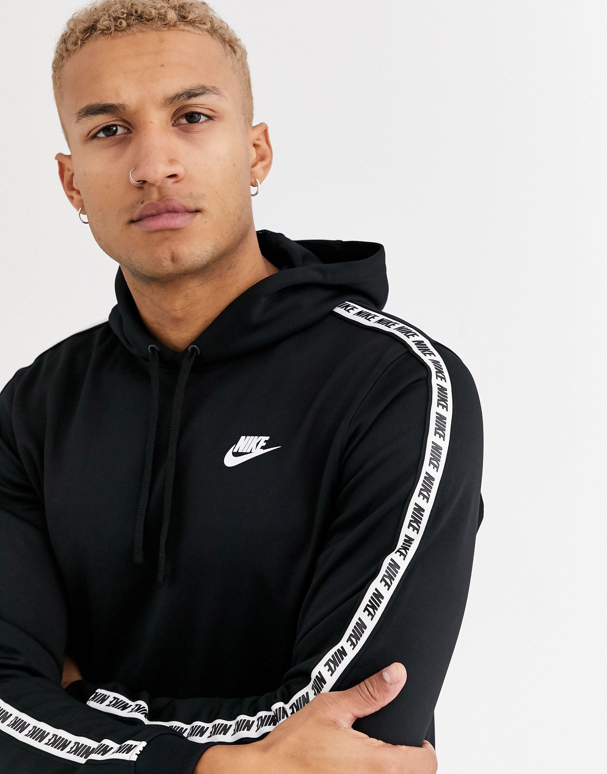 Nike Logo Taping Hoodie in Black for Men | Lyst UK