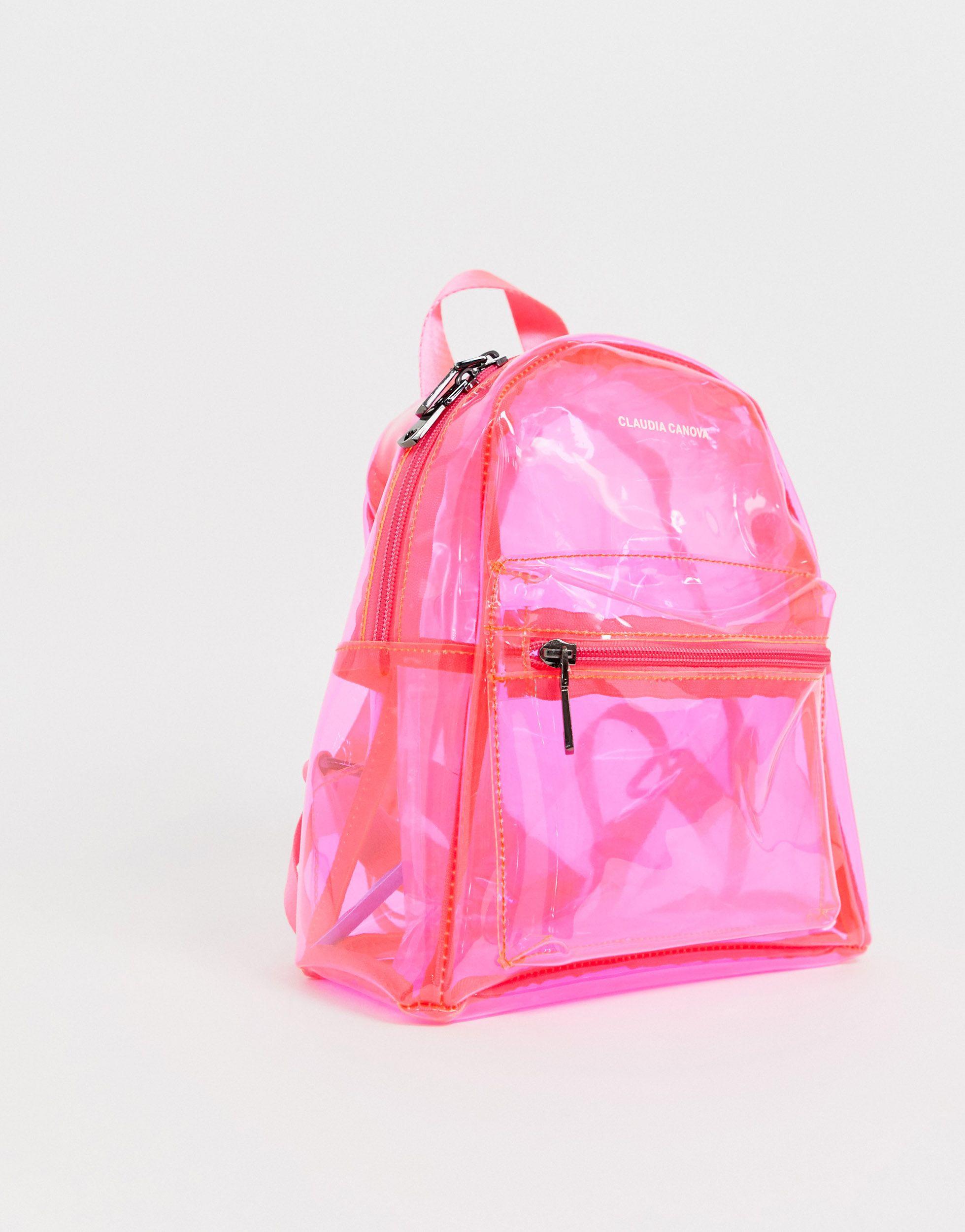 pink transparent backpack